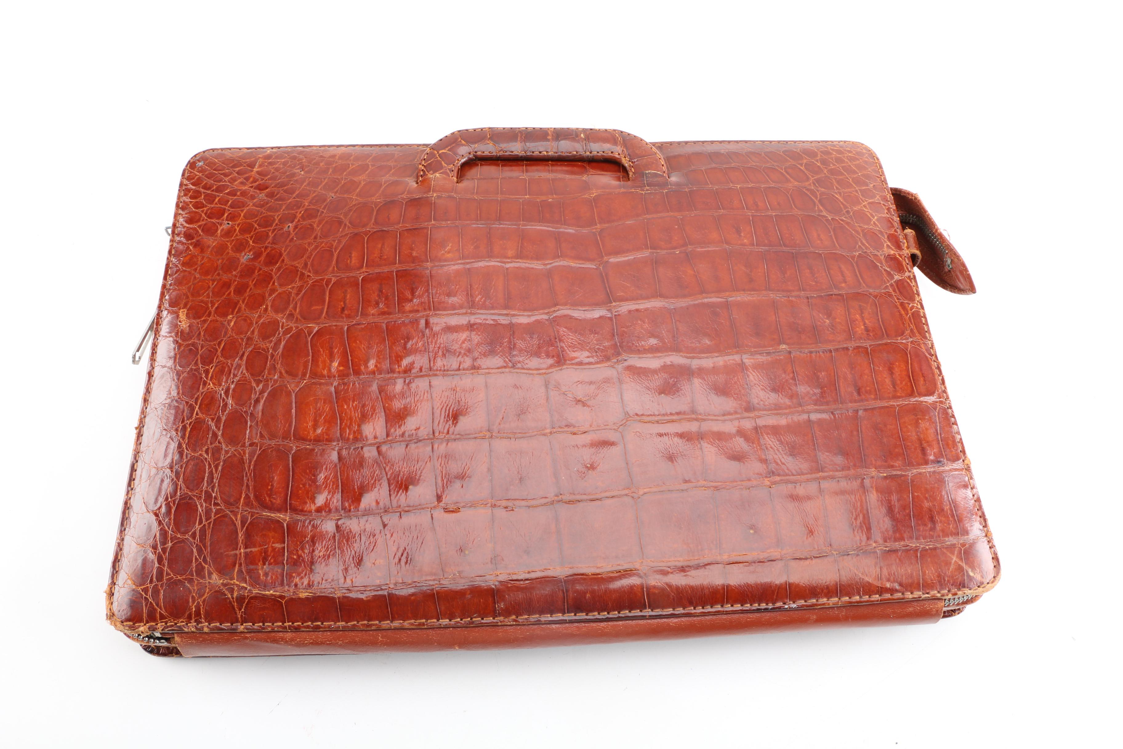 Vintage Leather and Alligator Skin Briefcases