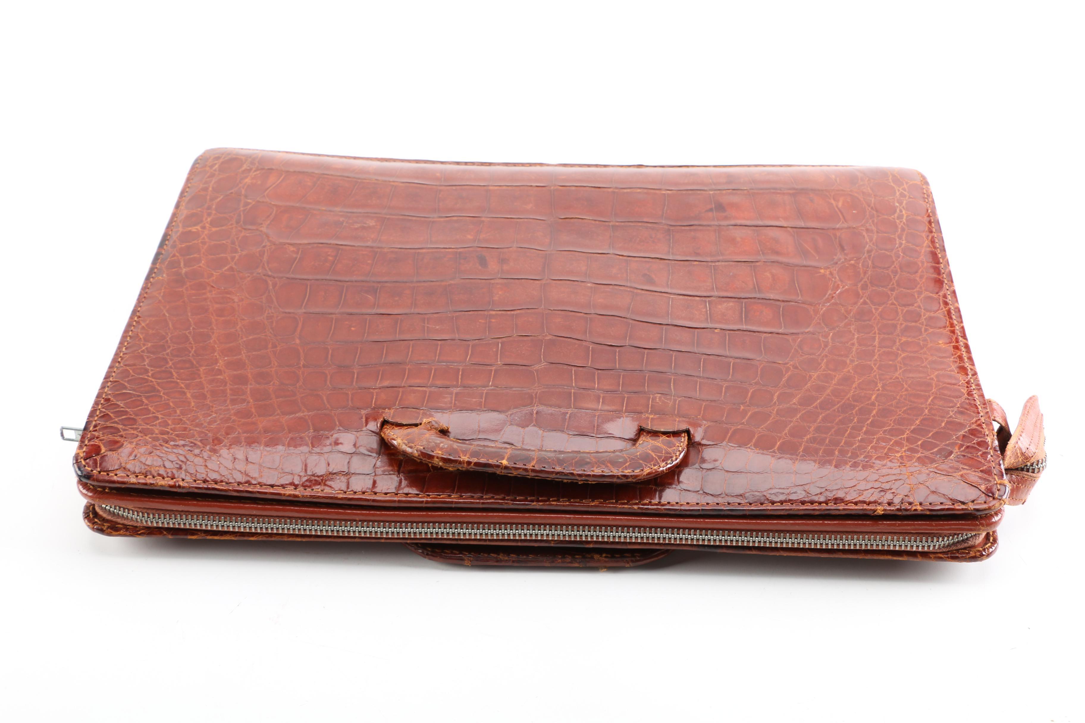 Vintage Leather and Alligator Skin Briefcases