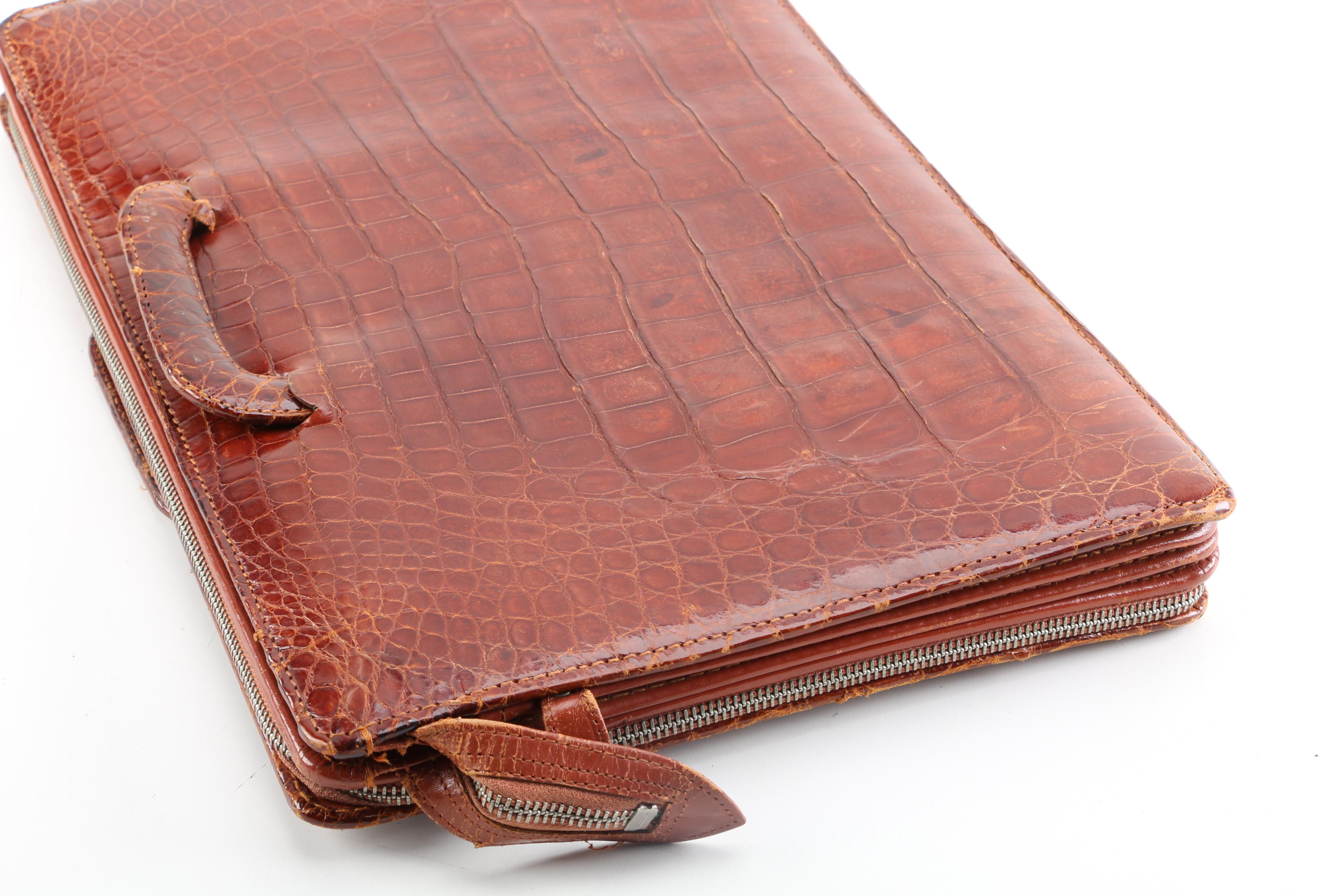 Vintage Leather and Alligator Skin Briefcases