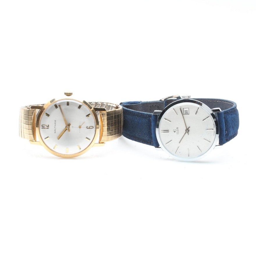 Elgin and Waltham Stainless Steel and Gold Tone Wristwatches