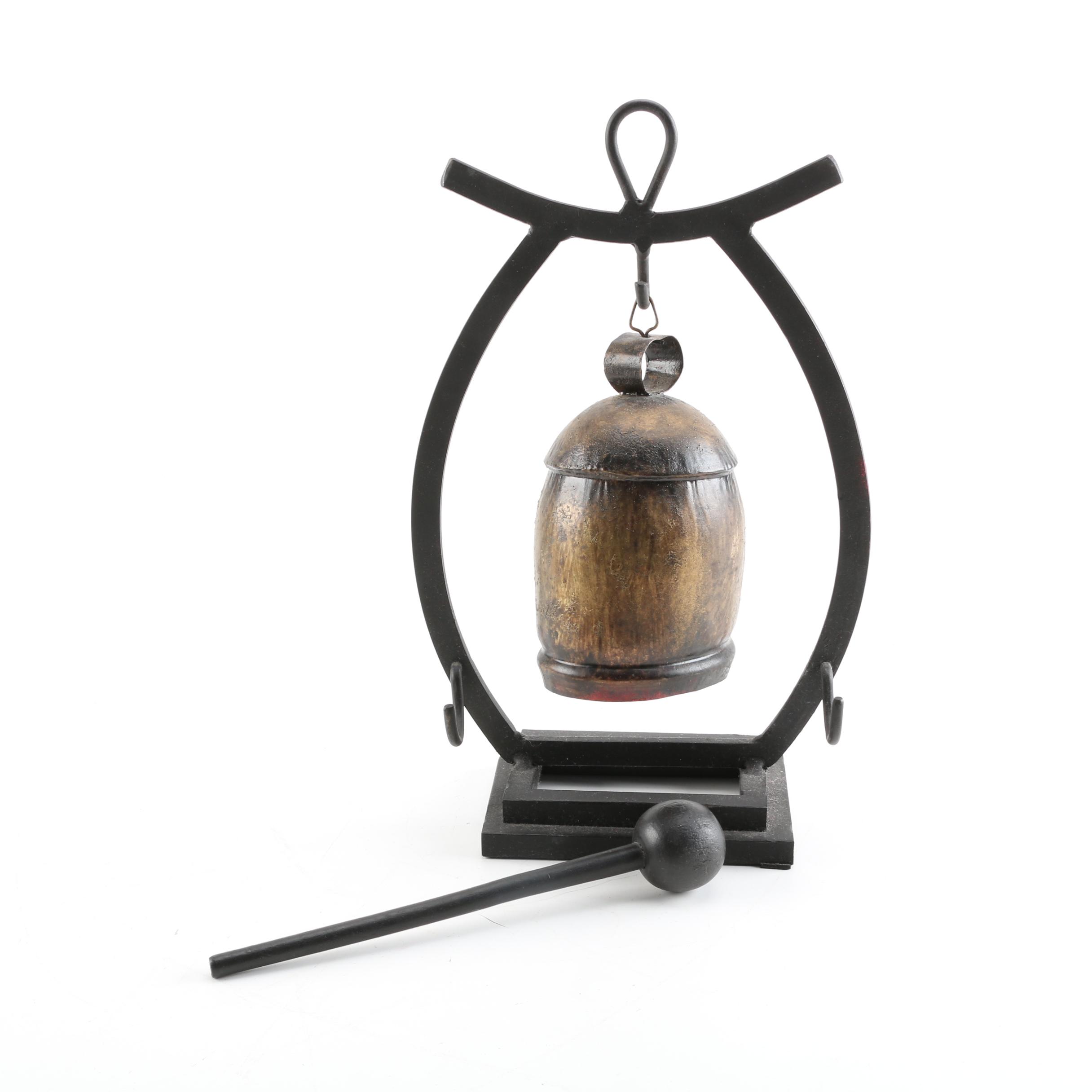 Decorative Temple Bell with Stand and Mallet