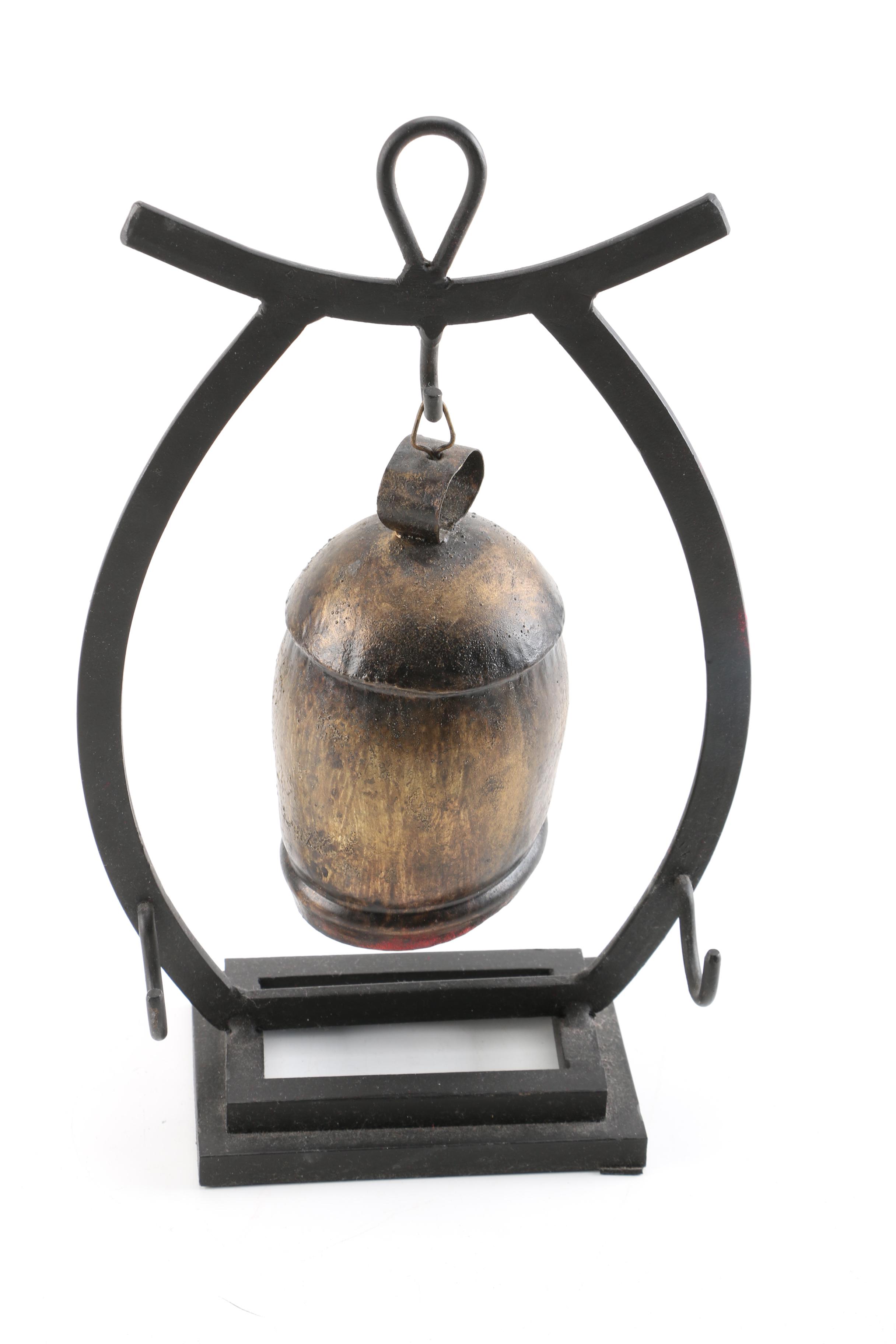 Decorative Temple Bell with Stand and Mallet