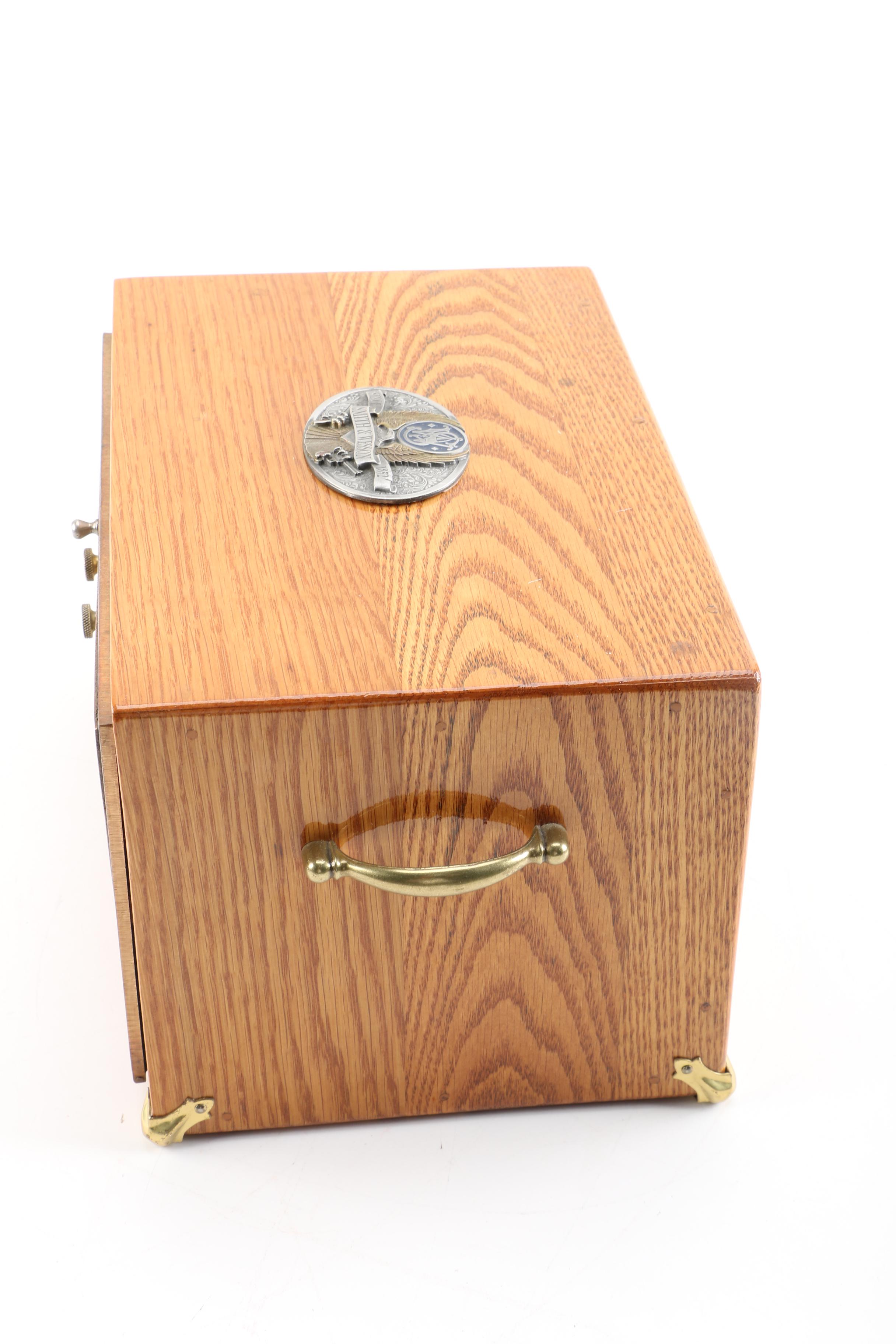 Wooden Storage Box Featuring U.S. Post Office Door and Smith and Wesson Plaque