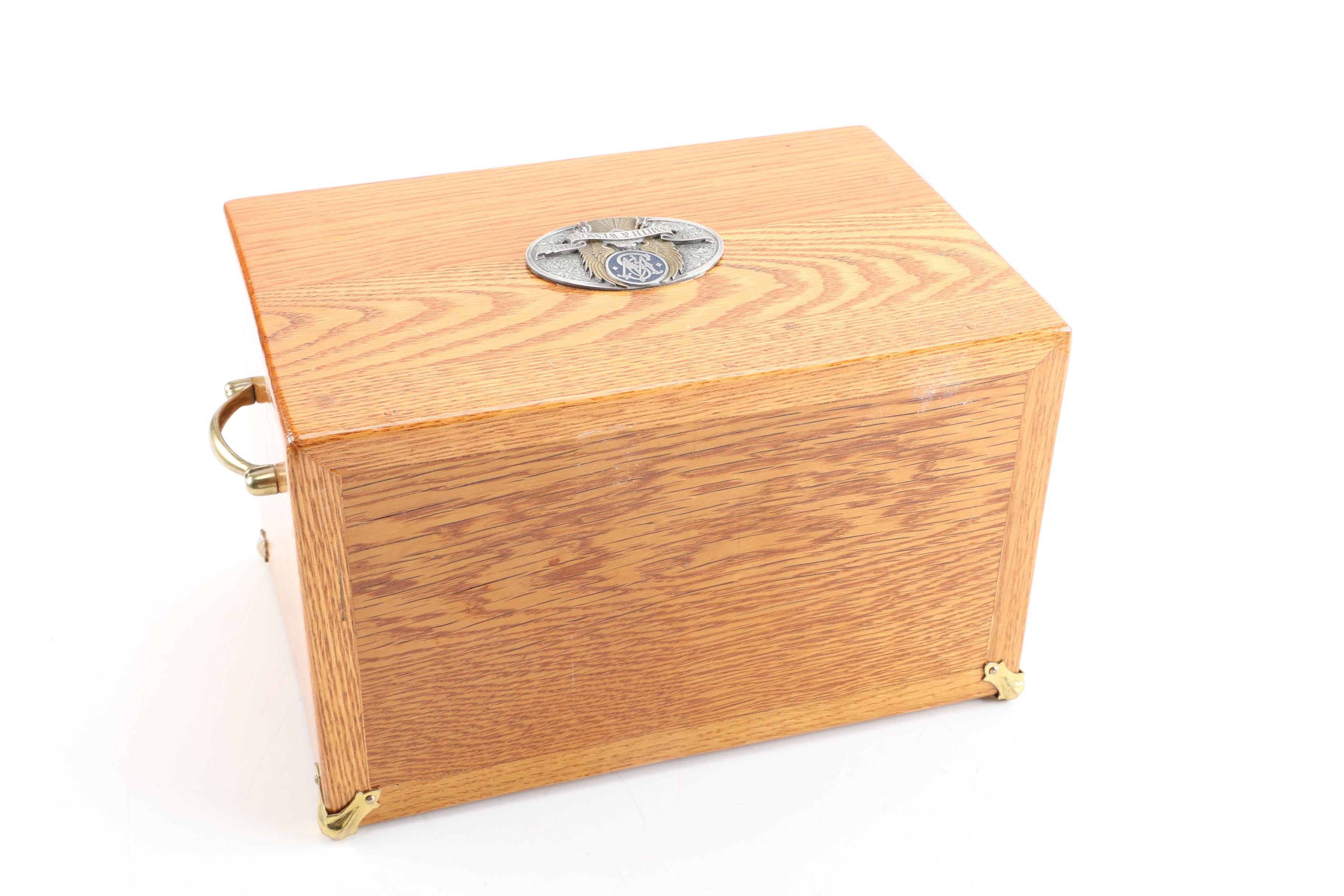 Wooden Storage Box Featuring U.S. Post Office Door and Smith and Wesson Plaque