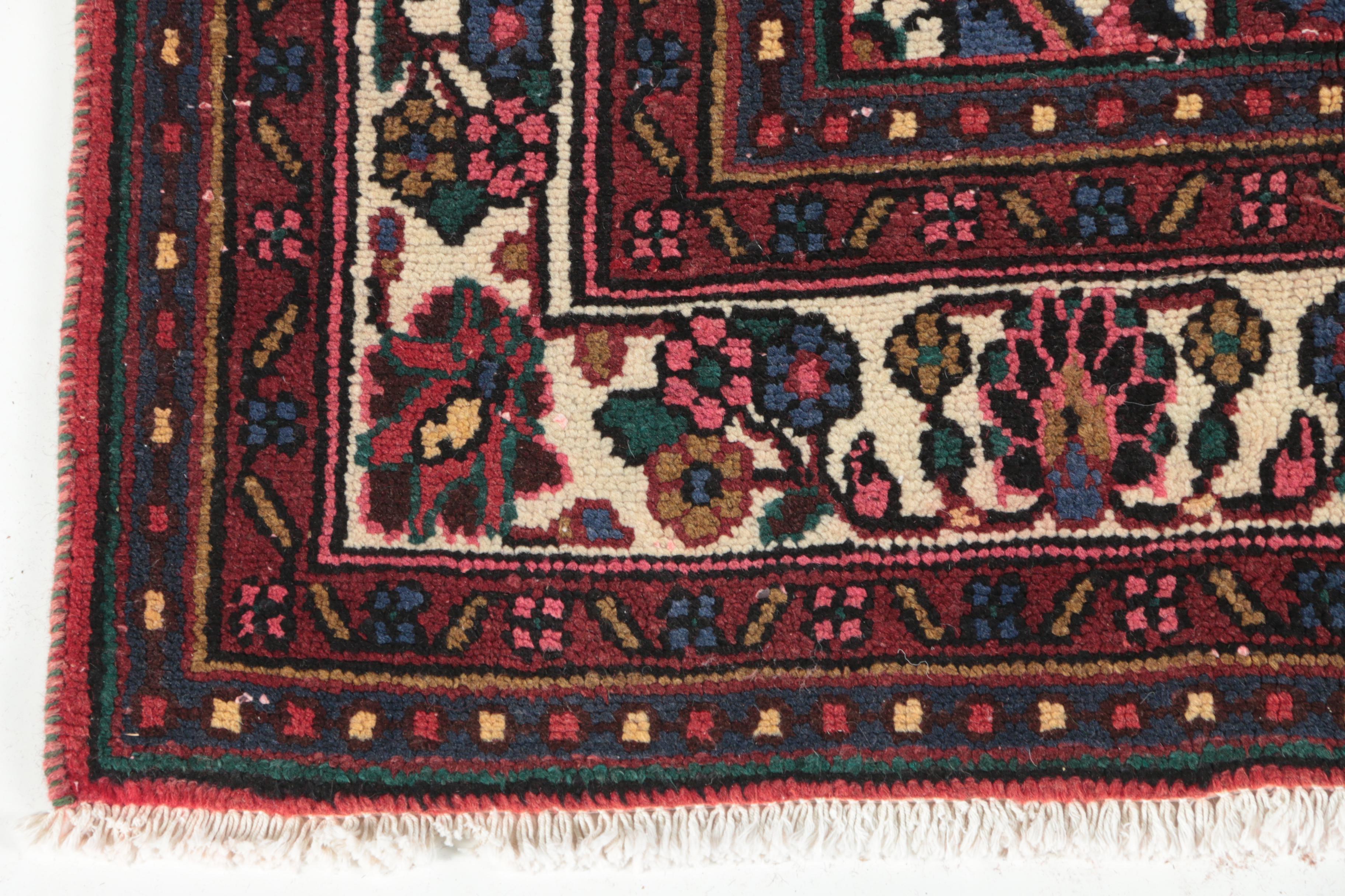 Hand-Knotted Persian Hamadan Wool Area Rug