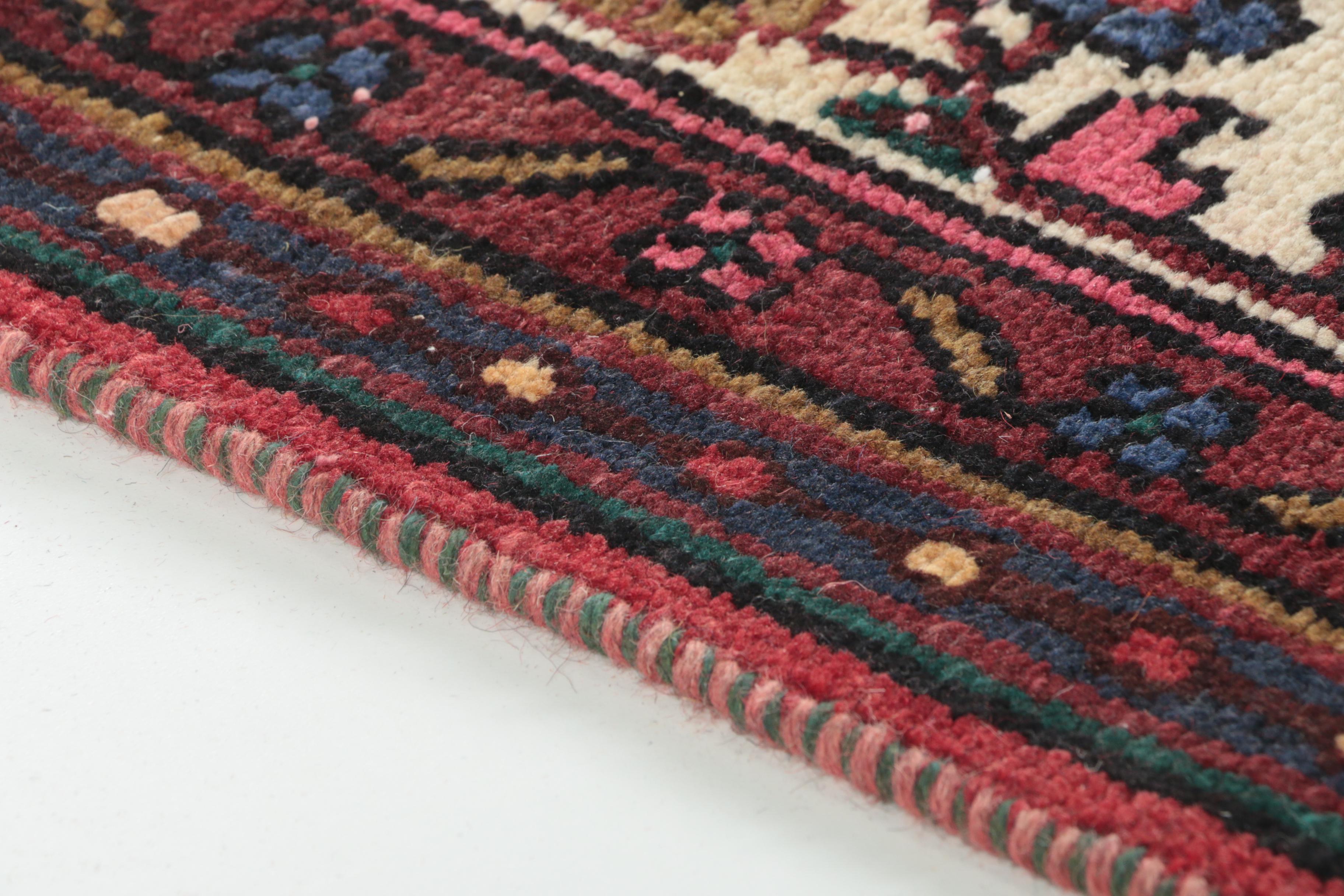 Hand-Knotted Persian Hamadan Wool Area Rug