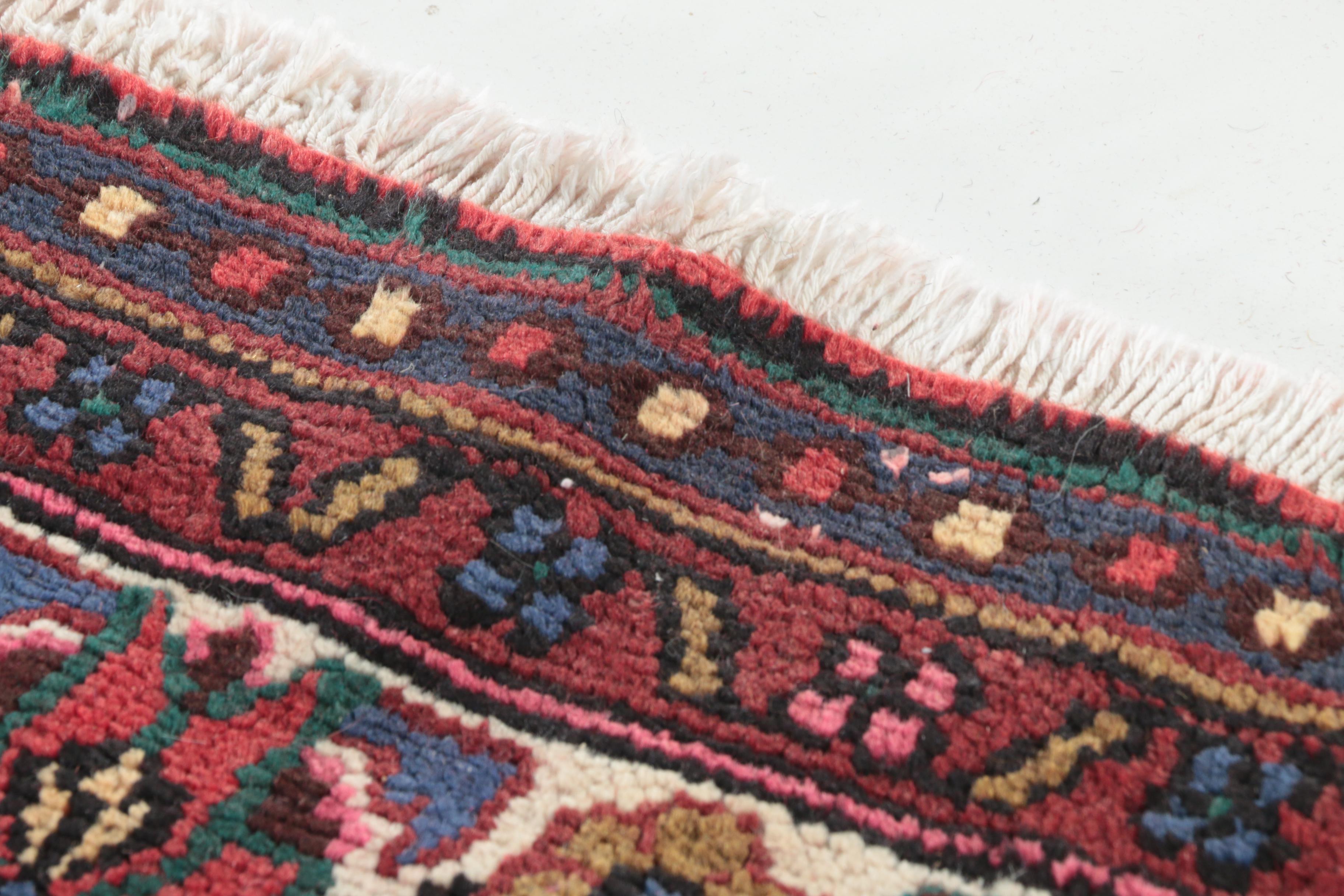 Hand-Knotted Persian Hamadan Wool Area Rug