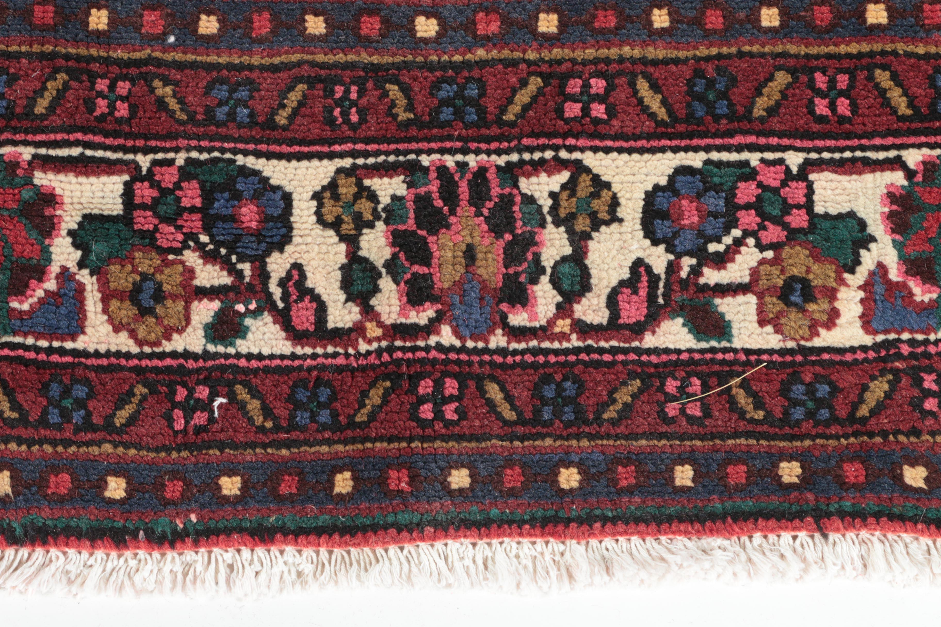 Hand-Knotted Persian Hamadan Wool Area Rug
