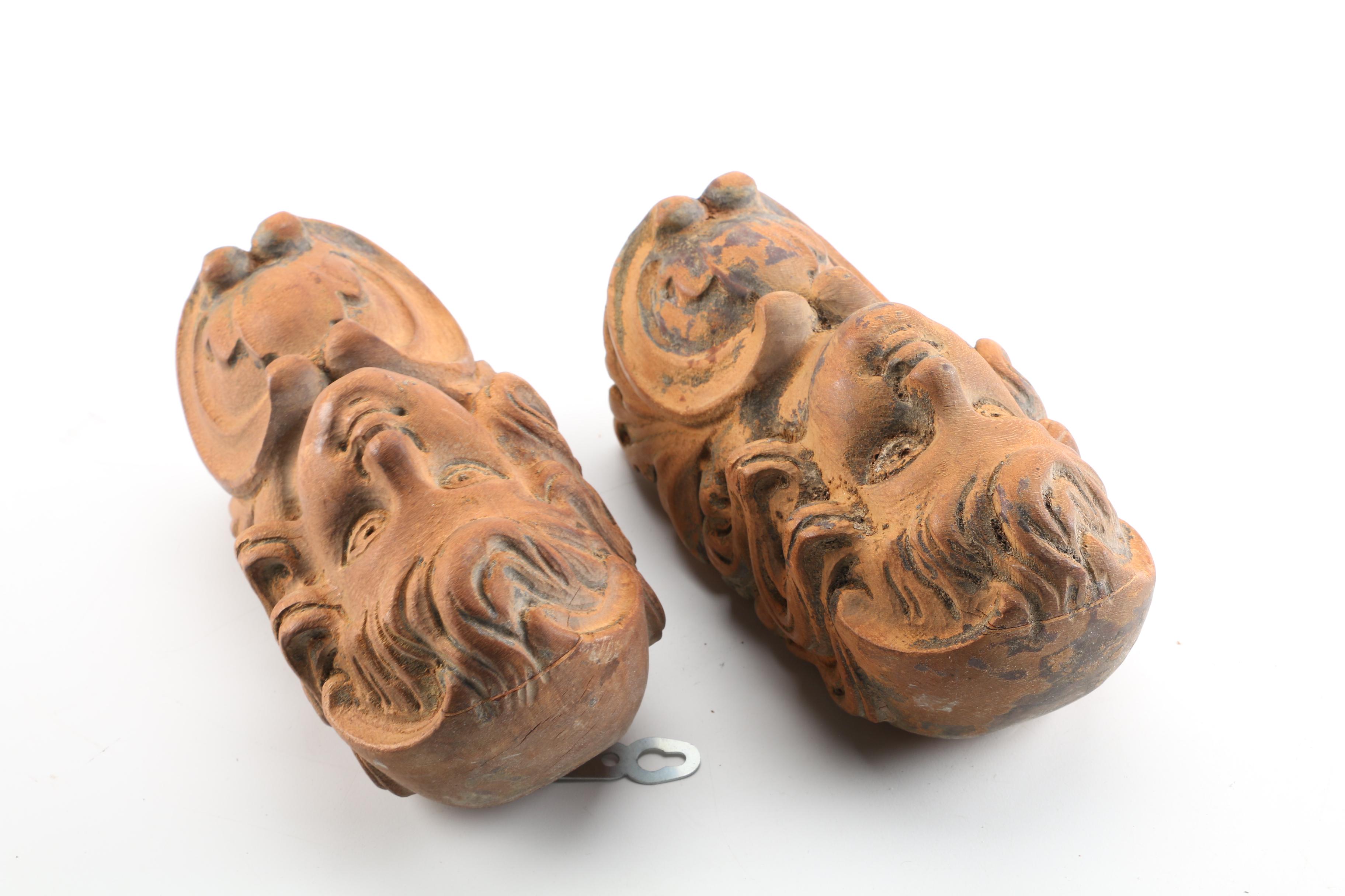 Wooden Bust Figurines with Hanging Hardware