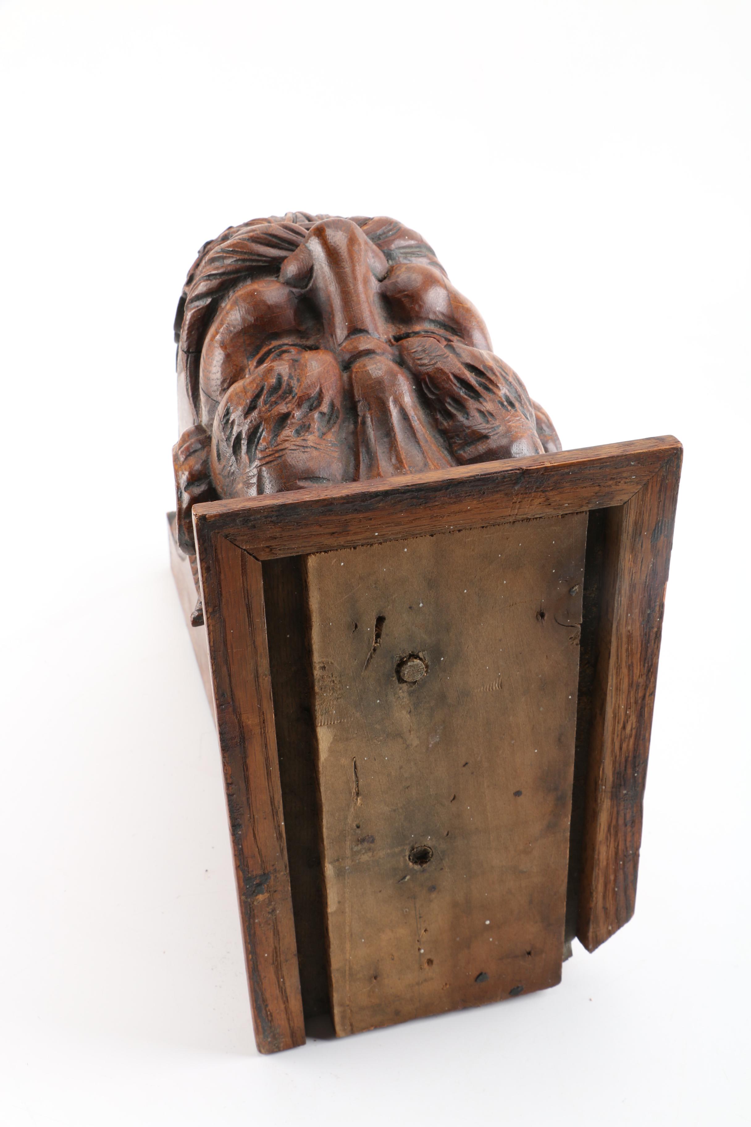 Antique Carved Oak Satyr Corbel