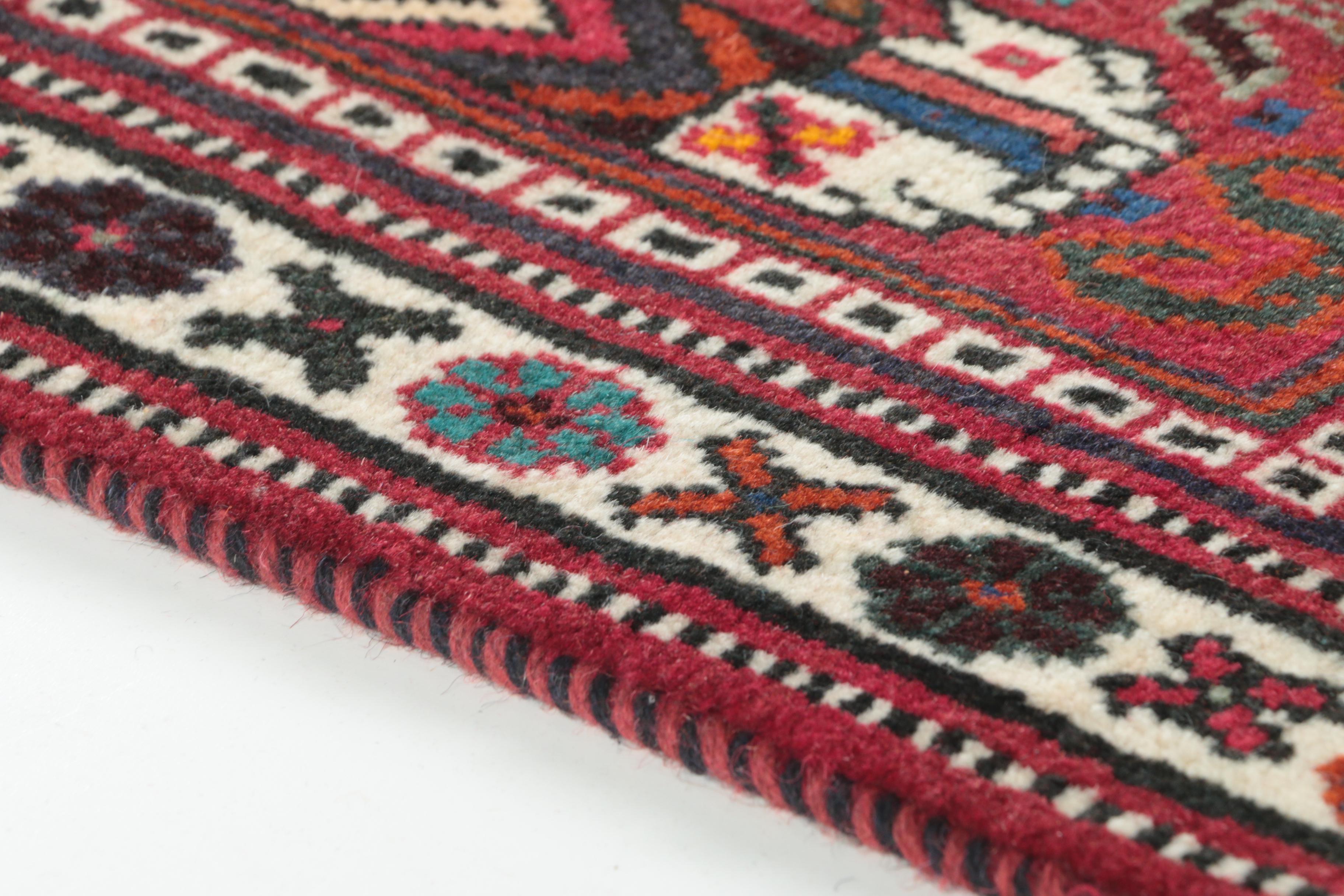 Hand-Knotted Pesian Abadeh Wool Accent Rug