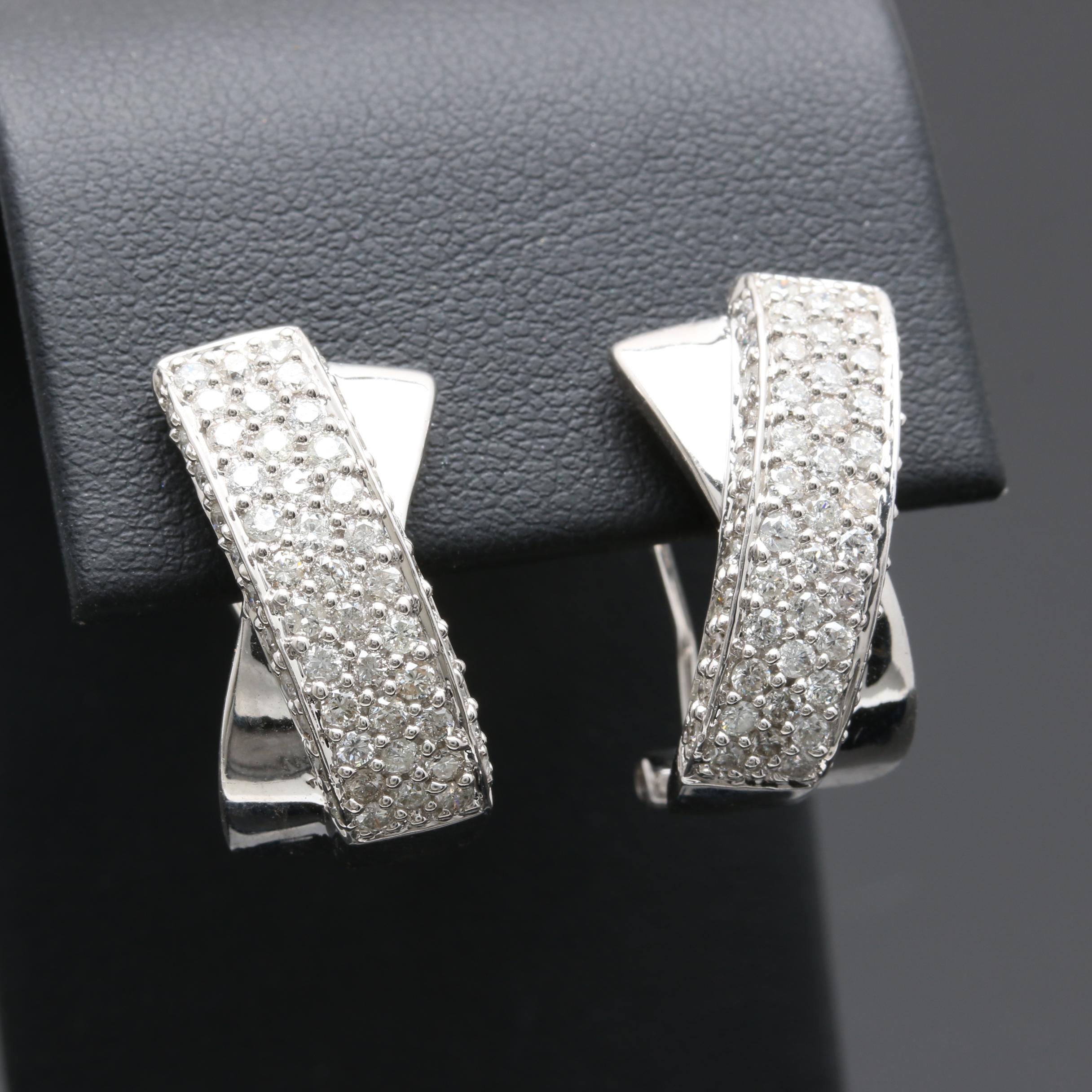 14K White Gold 1.49 CTW Diamond Earrings