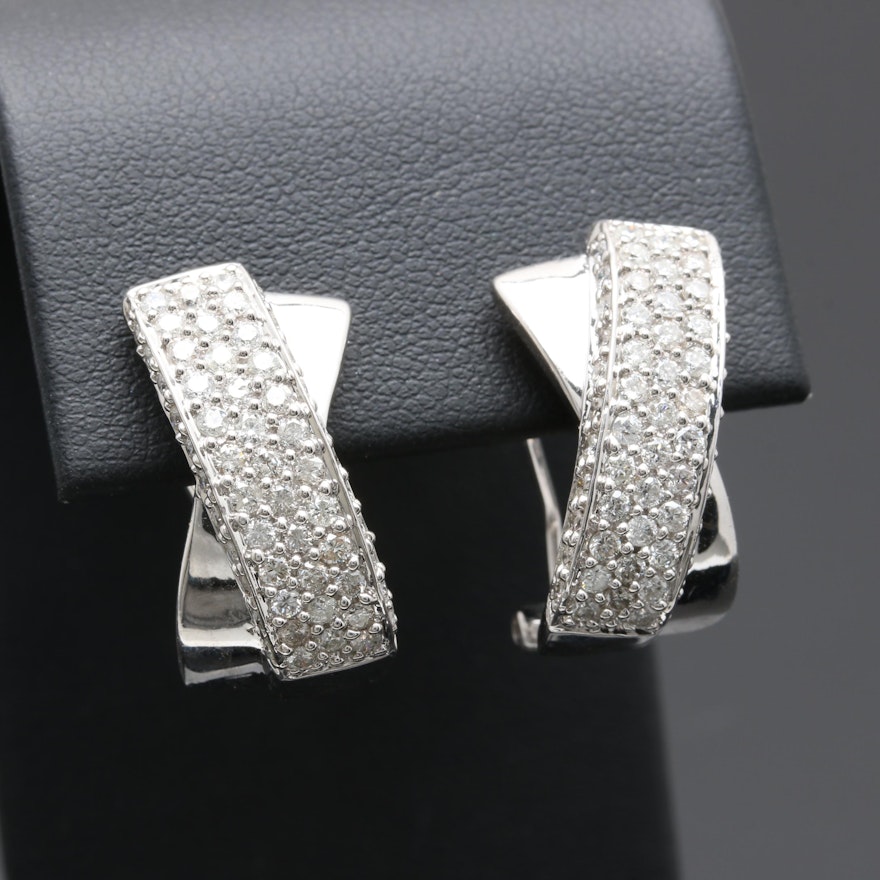 14K White Gold 1.49 CTW Diamond Earrings