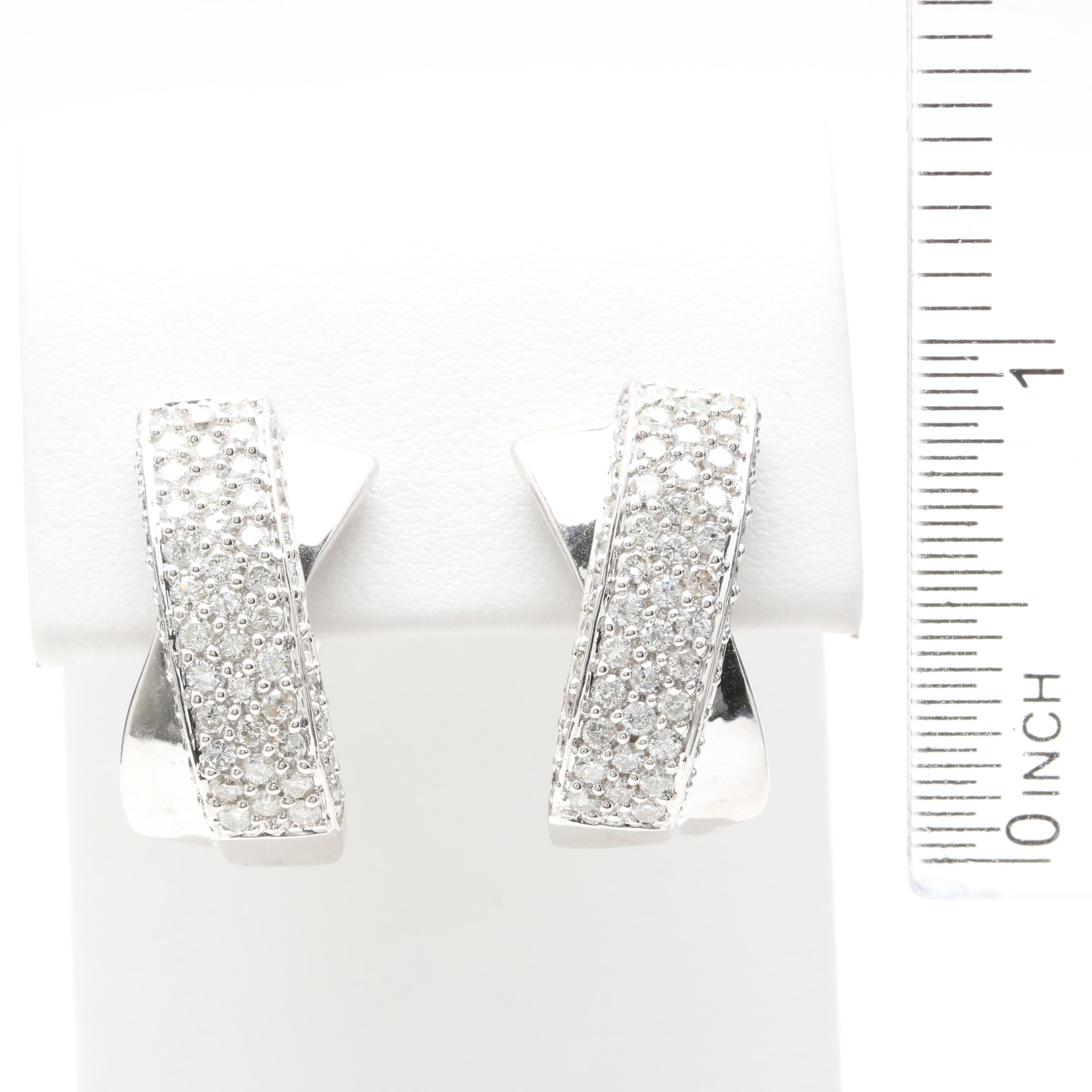 14K White Gold 1.49 CTW Diamond Earrings