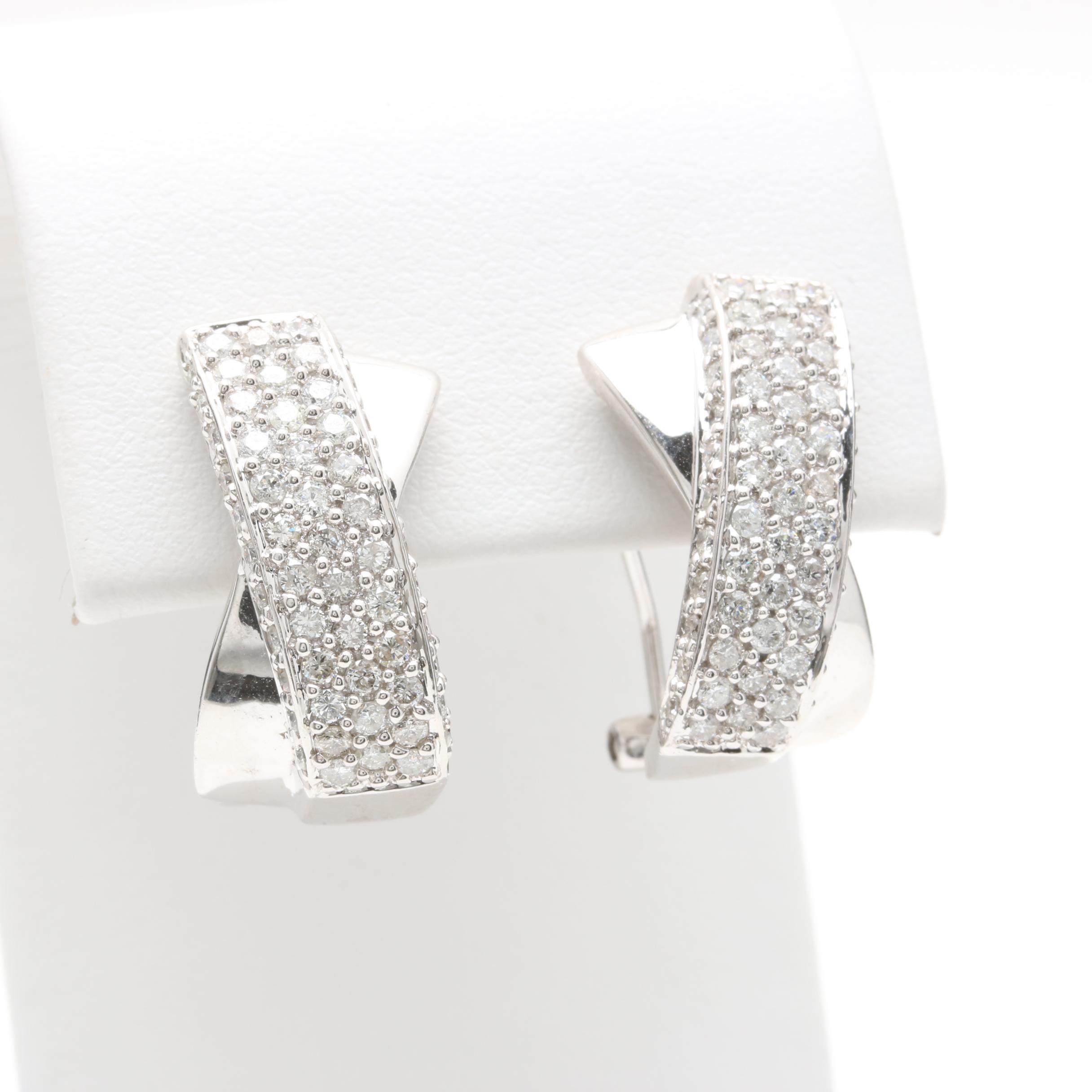 14K White Gold 1.49 CTW Diamond Earrings