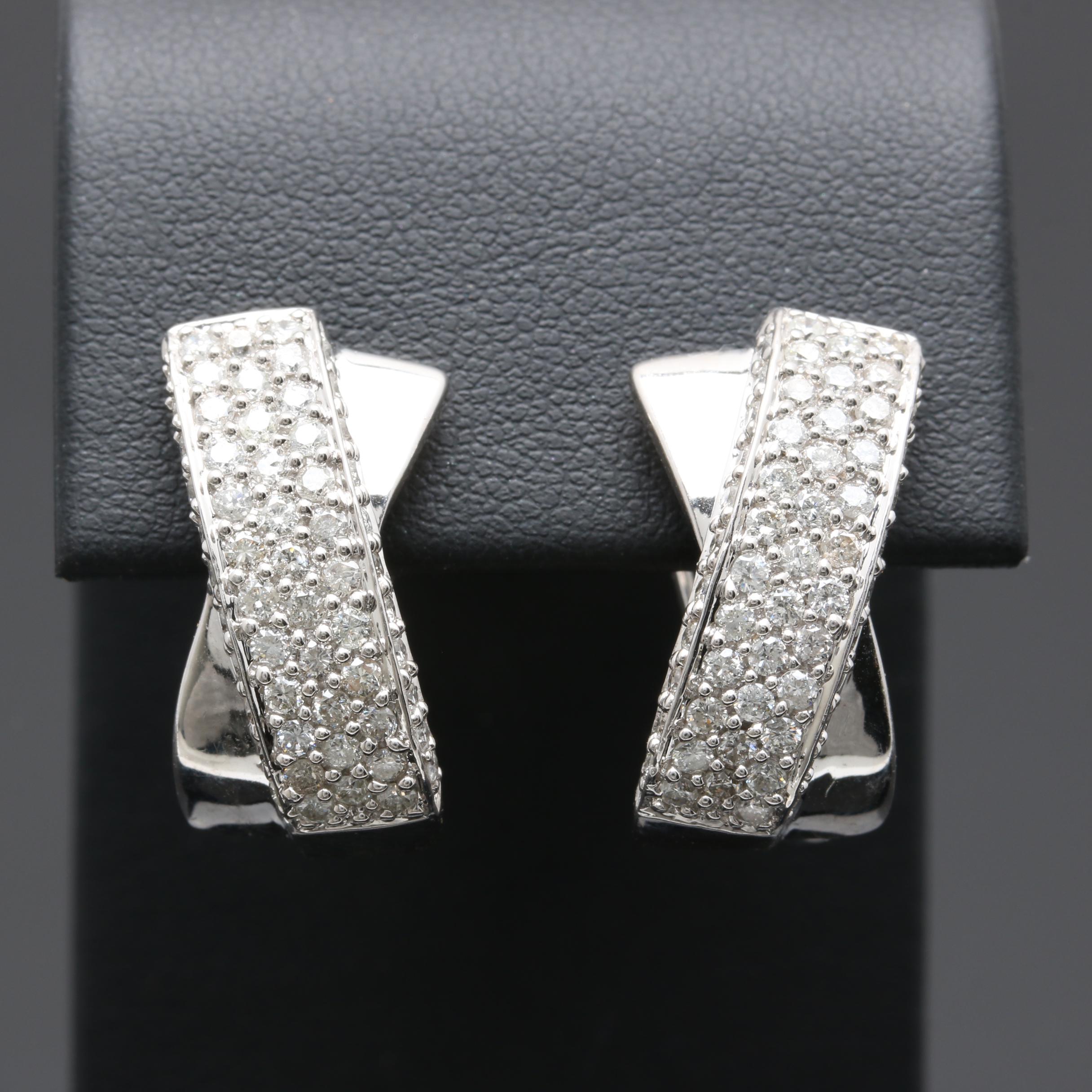 14K White Gold 1.49 CTW Diamond Earrings