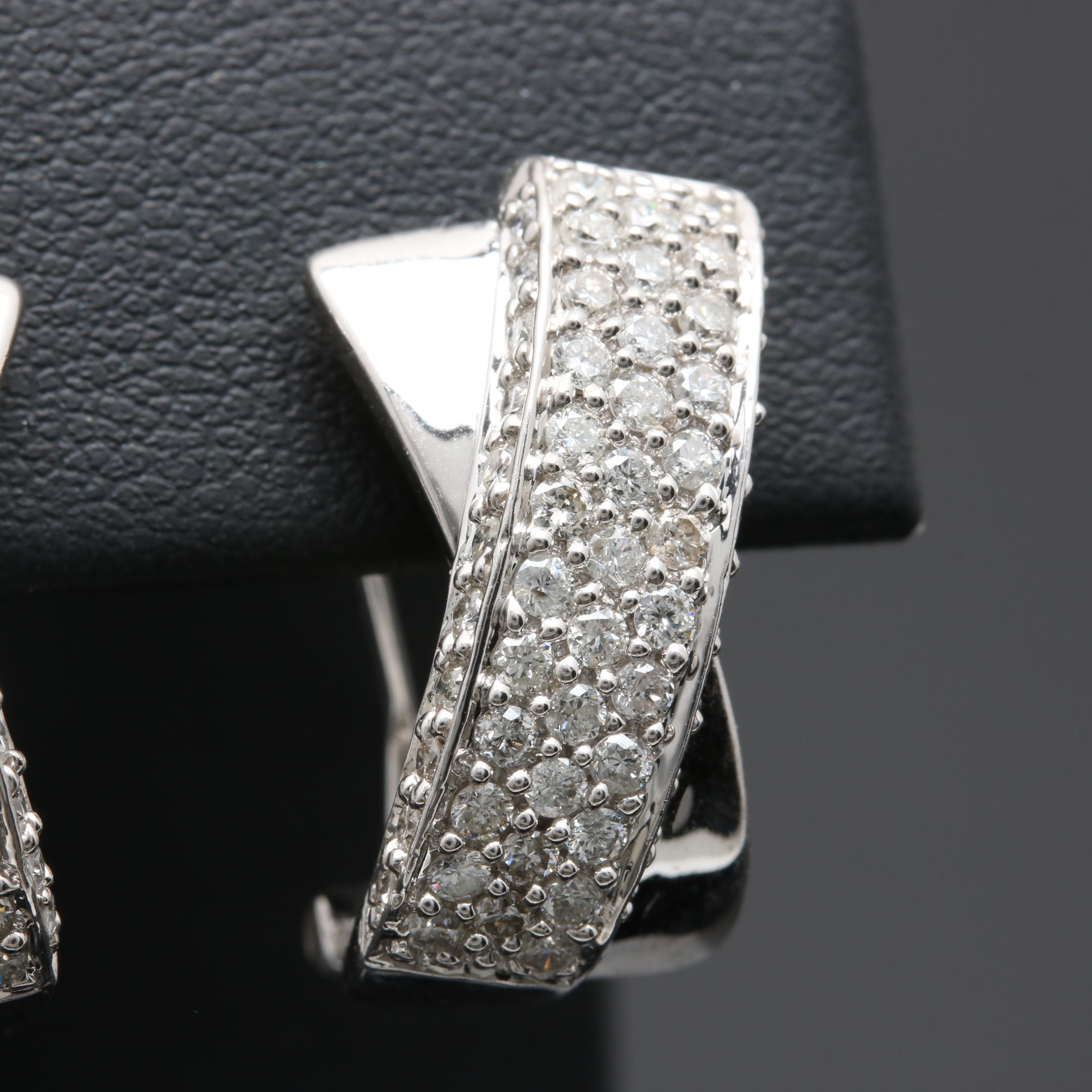 14K White Gold 1.49 CTW Diamond Earrings