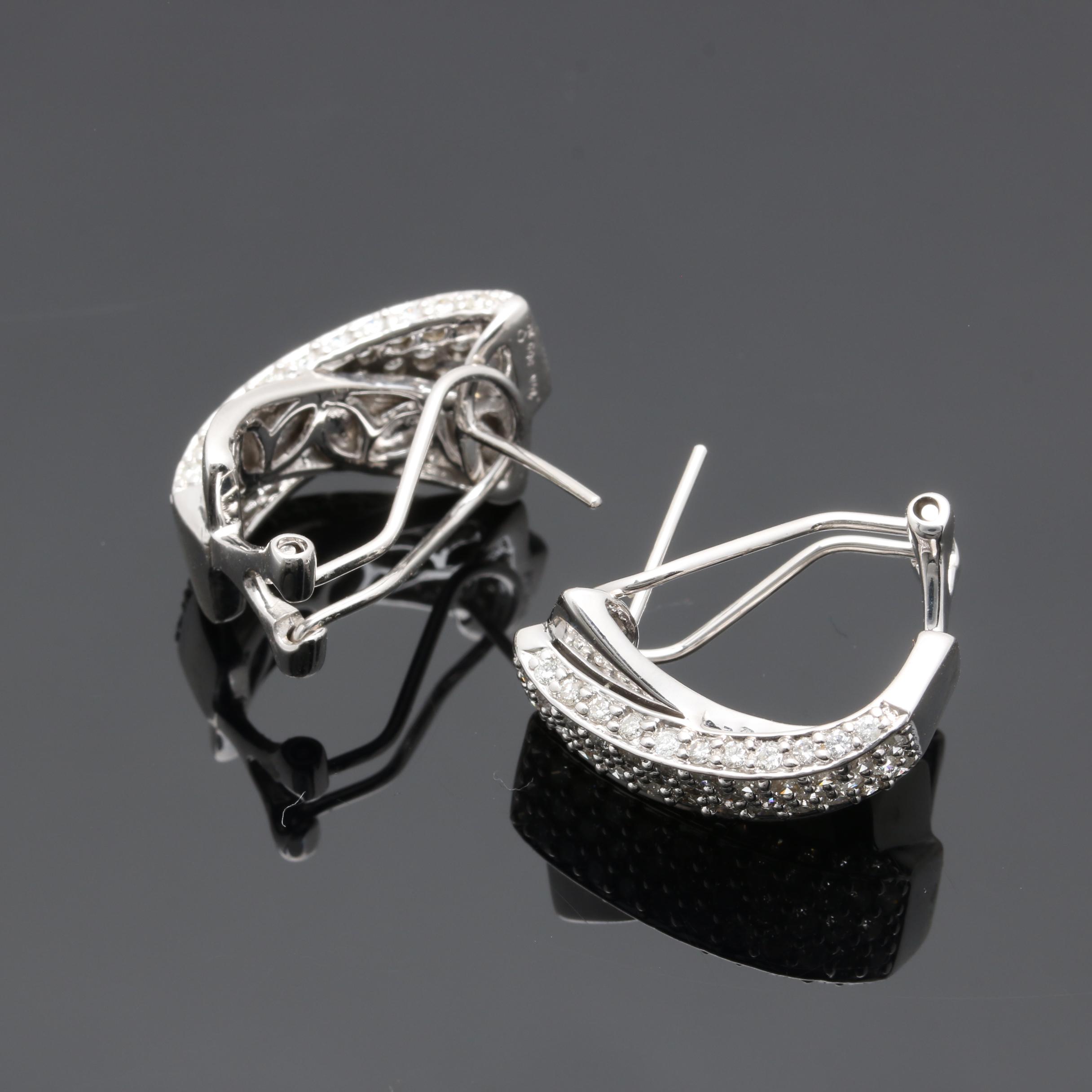 14K White Gold 1.49 CTW Diamond Earrings