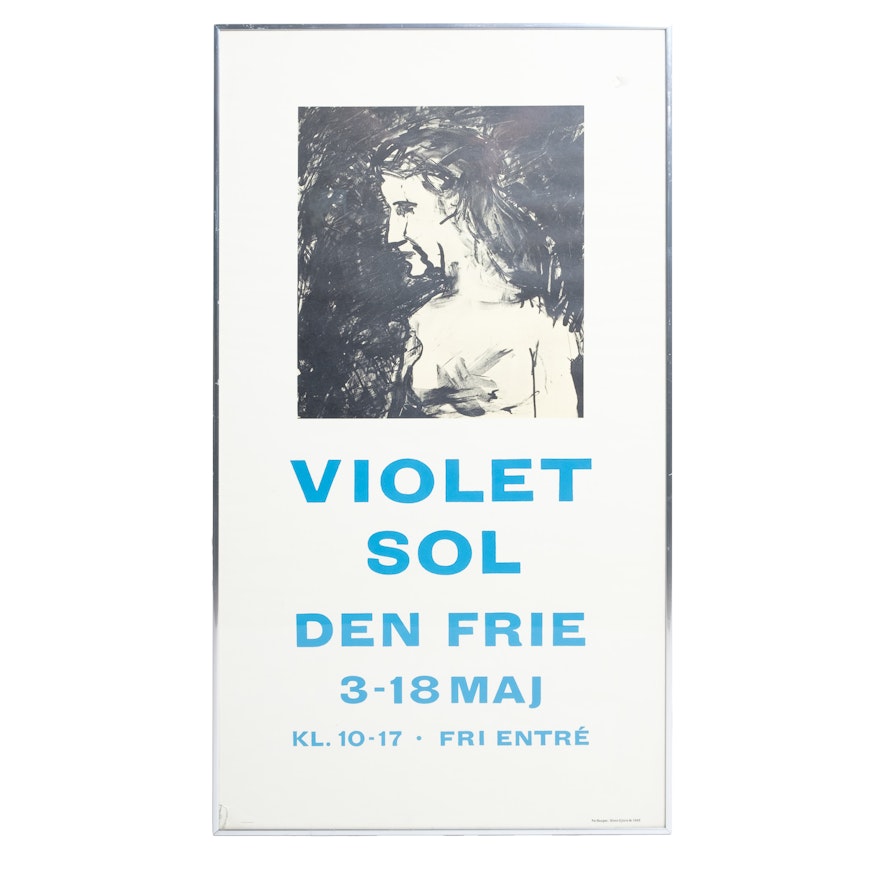 1980 Danish "Violet Sol" Exhibition Poster After Per Baagøe and Steen Ejlers