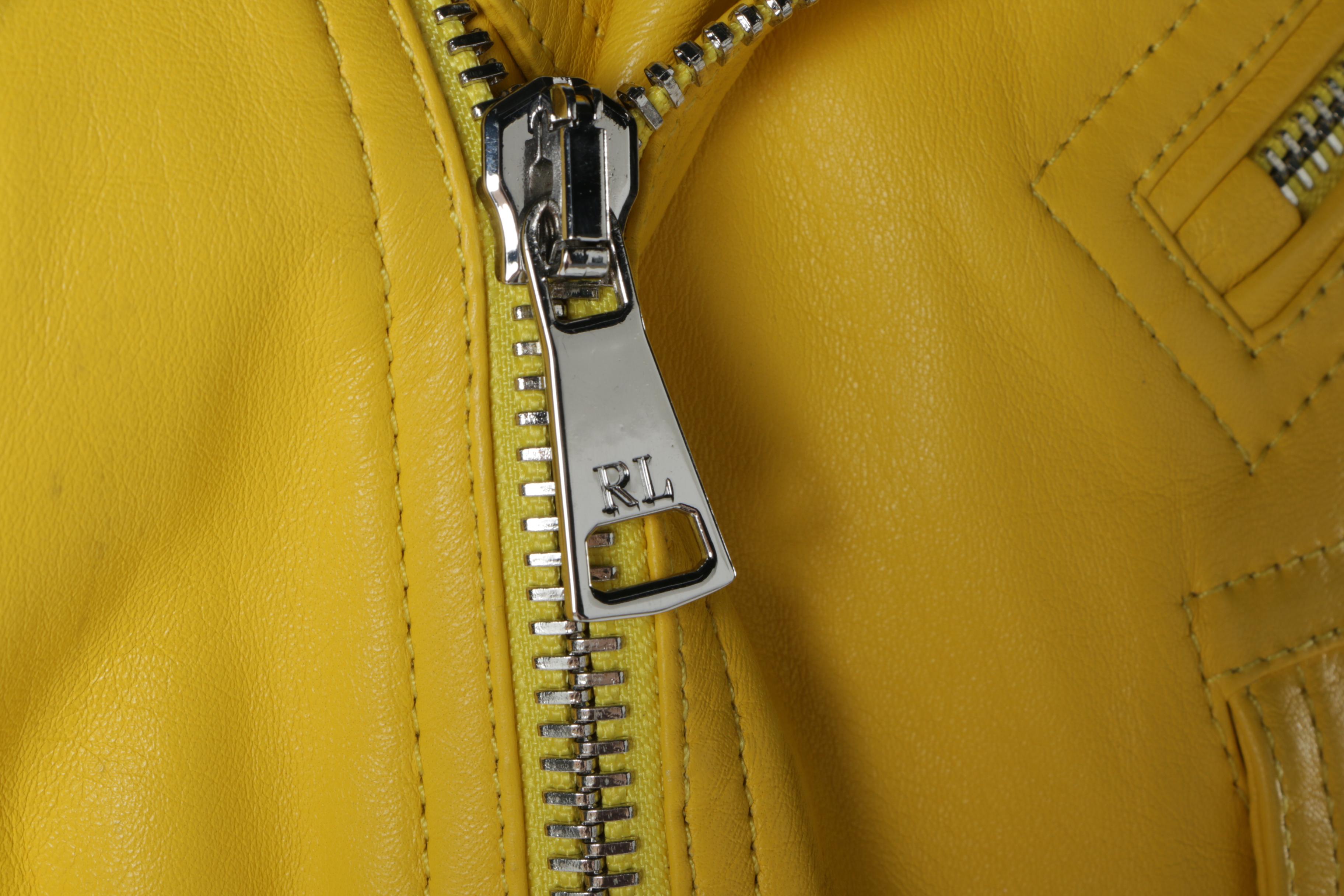 Ralph Lauren Collection Purple Label Yellow Lambskin Motorcycle Jacket