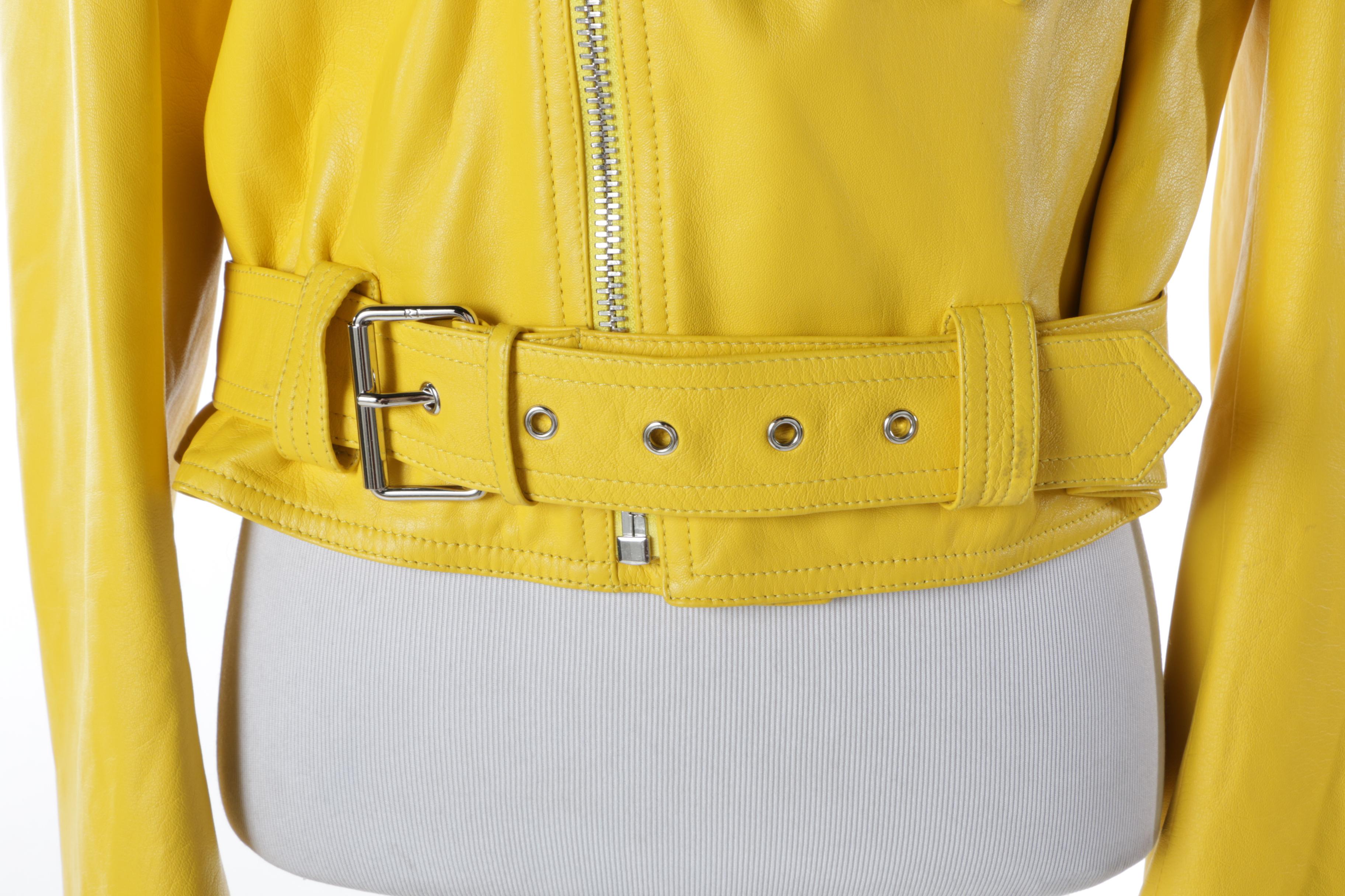 Ralph Lauren Collection Purple Label Yellow Lambskin Motorcycle Jacket