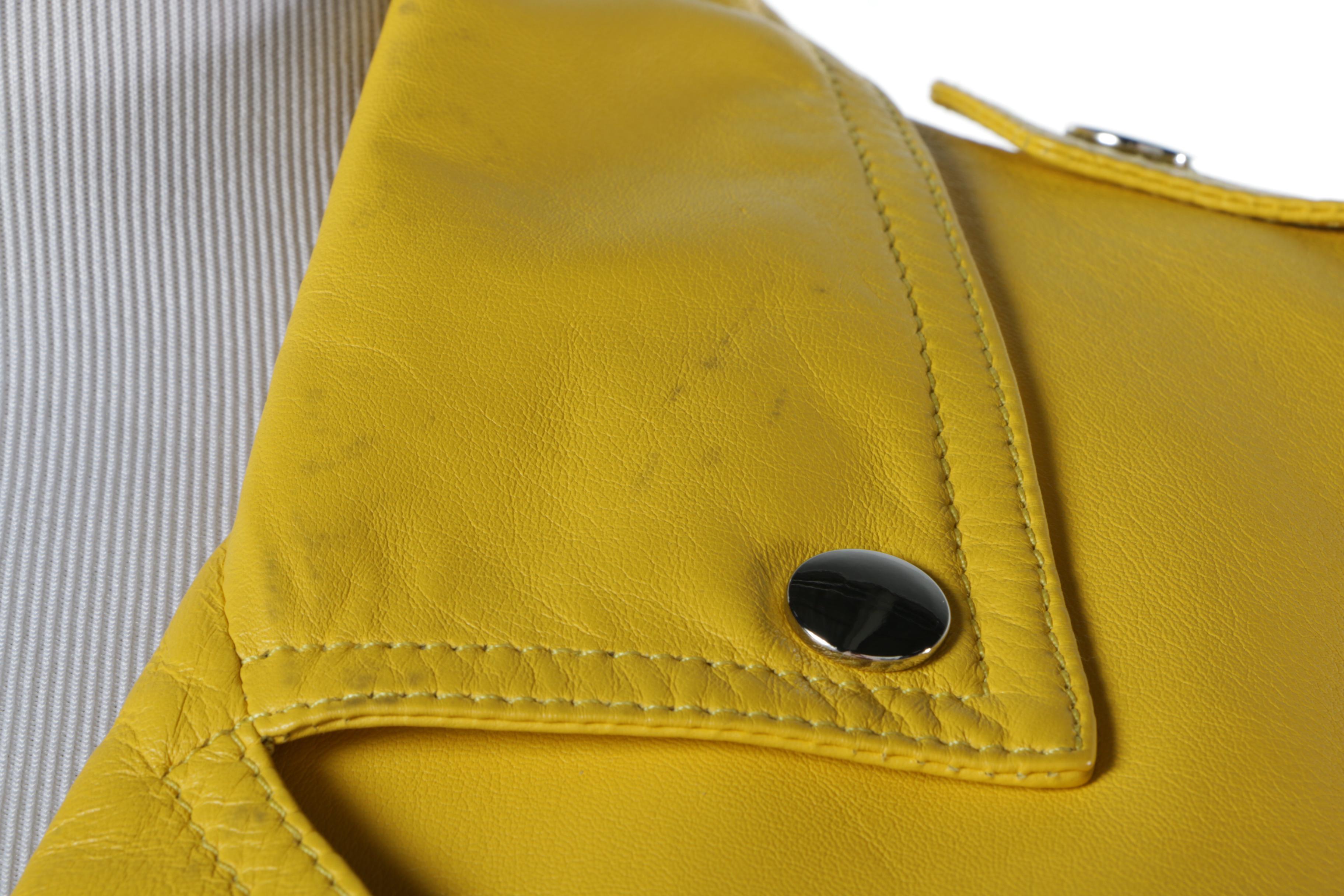 Ralph Lauren Collection Purple Label Yellow Lambskin Motorcycle Jacket