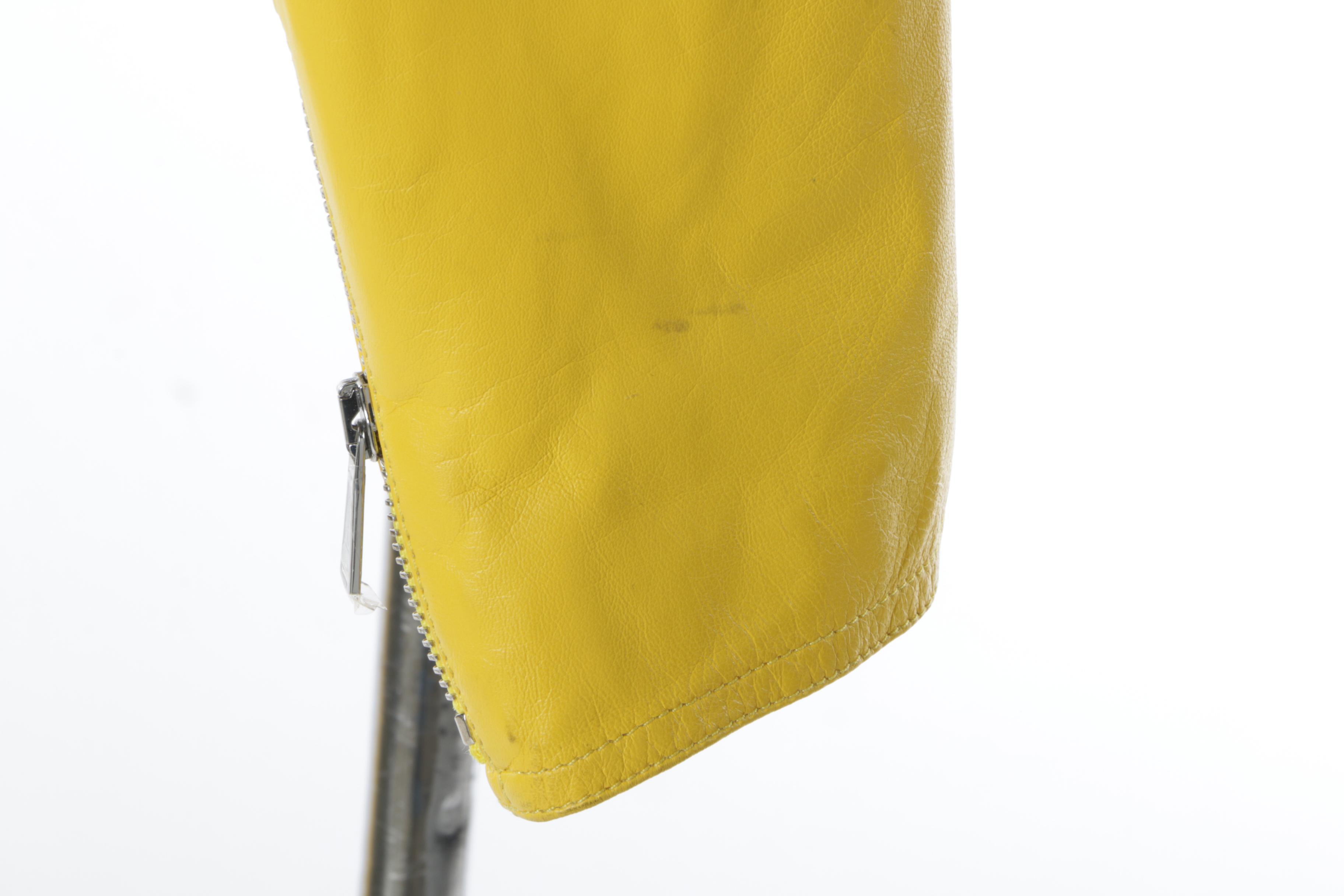 Ralph Lauren Collection Purple Label Yellow Lambskin Motorcycle Jacket