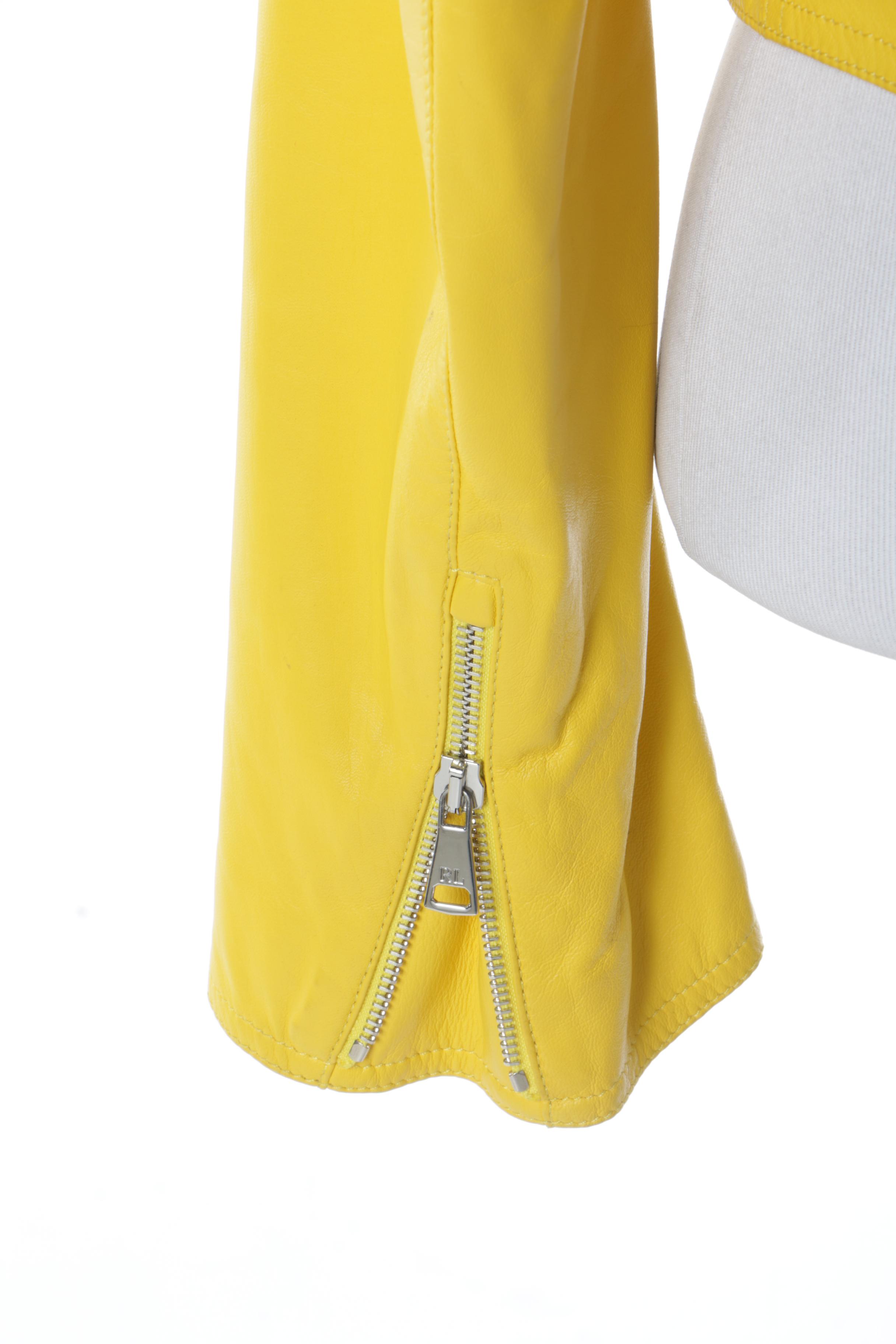 Ralph Lauren Collection Purple Label Yellow Lambskin Motorcycle Jacket