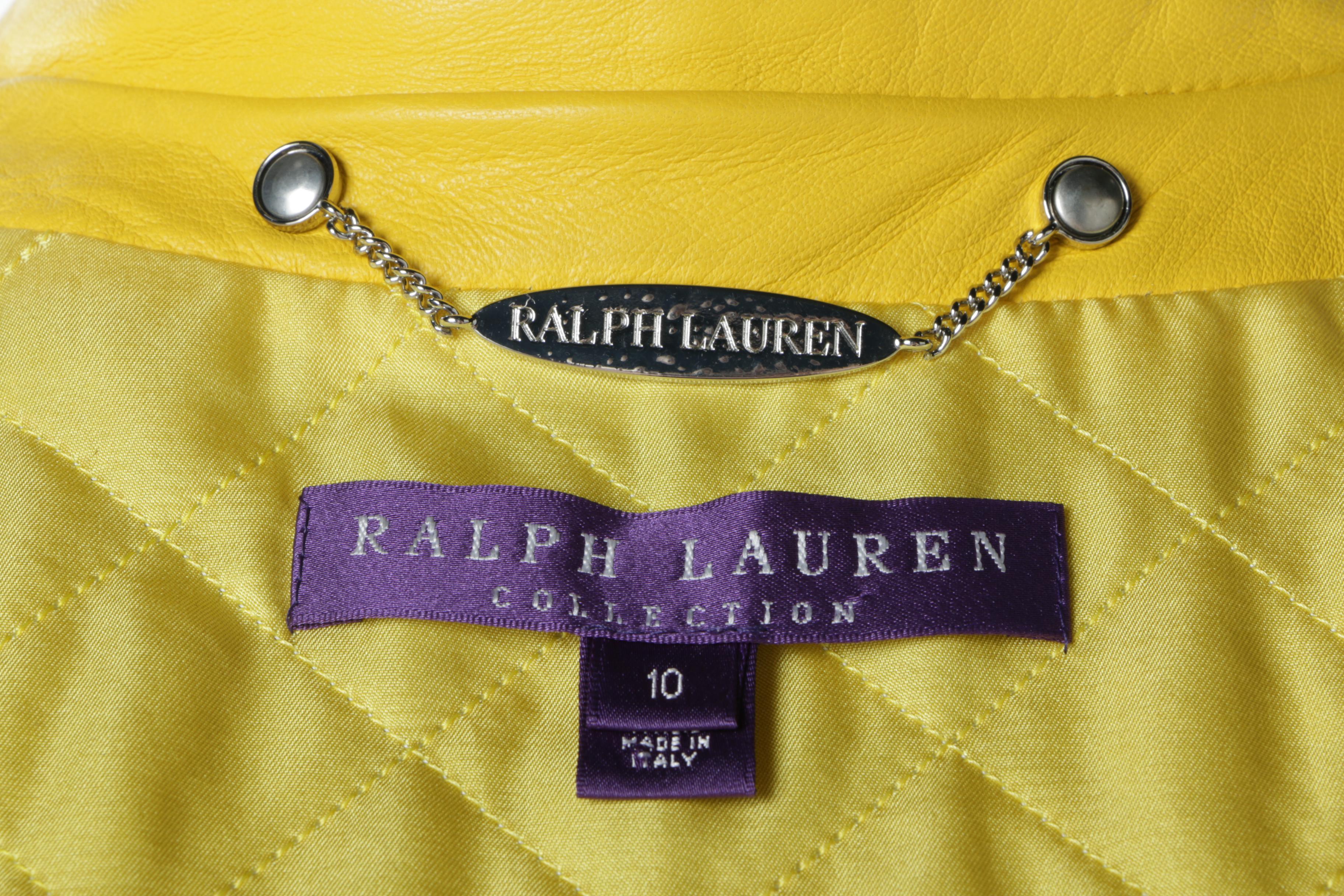 Ralph Lauren Collection Purple Label Yellow Lambskin Motorcycle Jacket