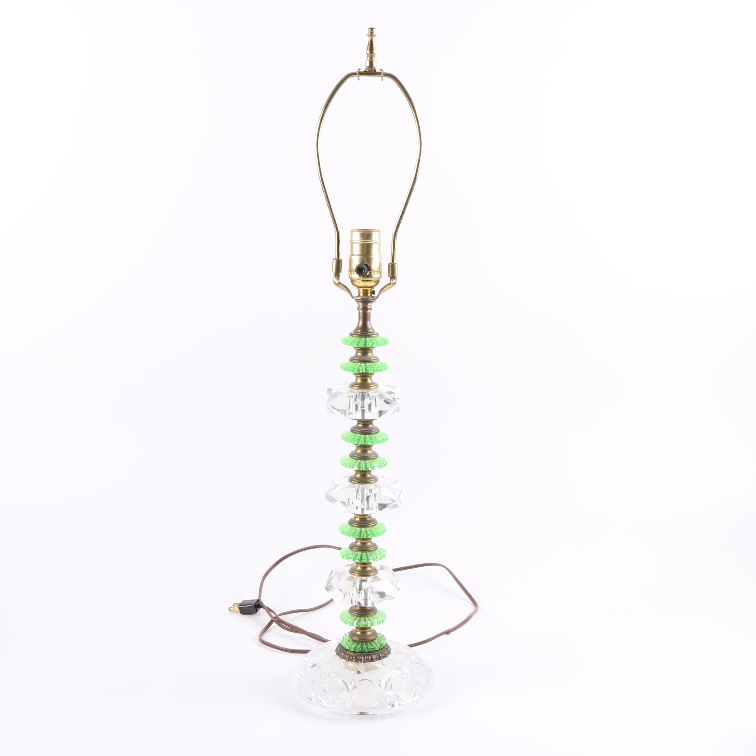 Green and Clear Glass Accent Lamp
