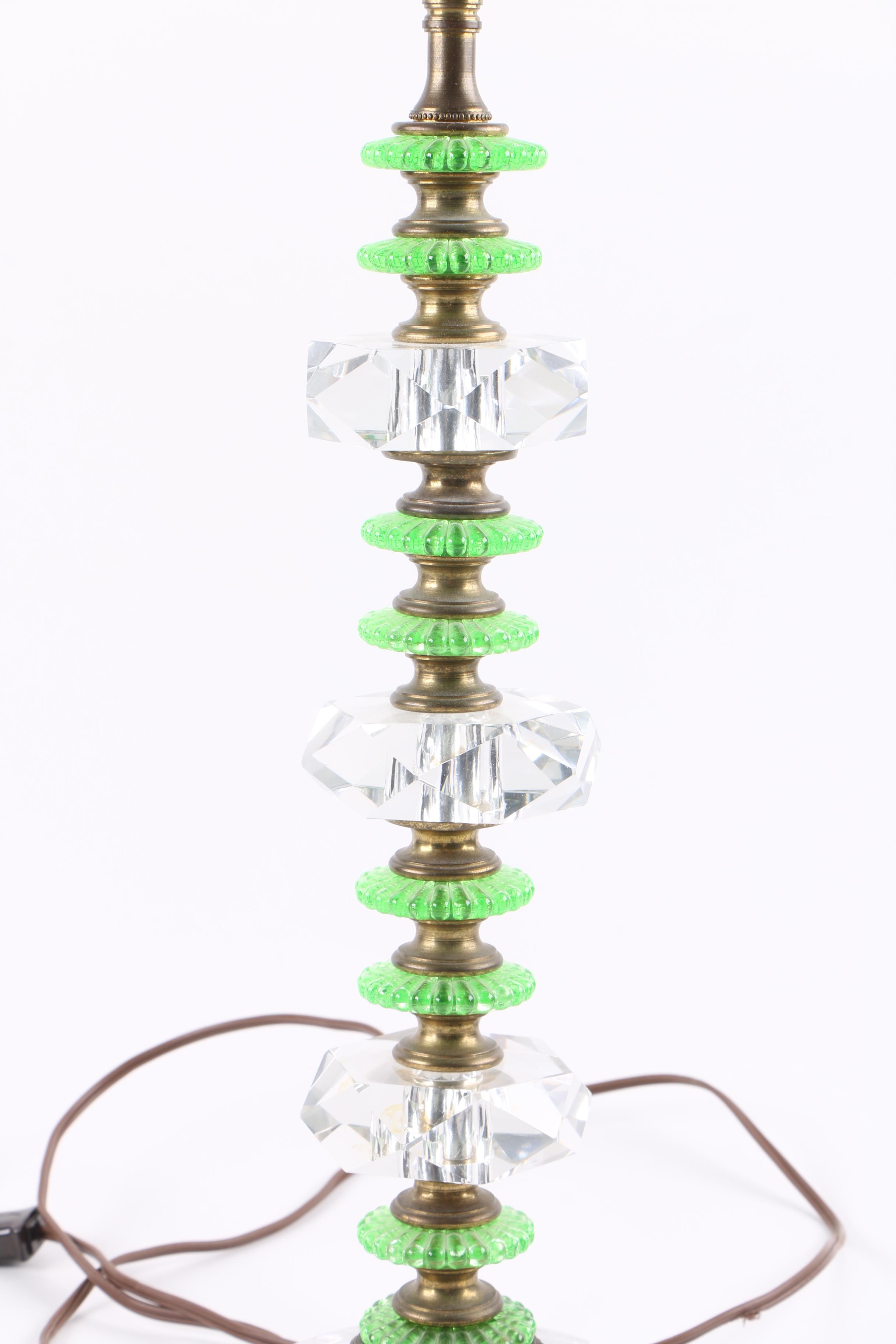 Green and Clear Glass Accent Lamp