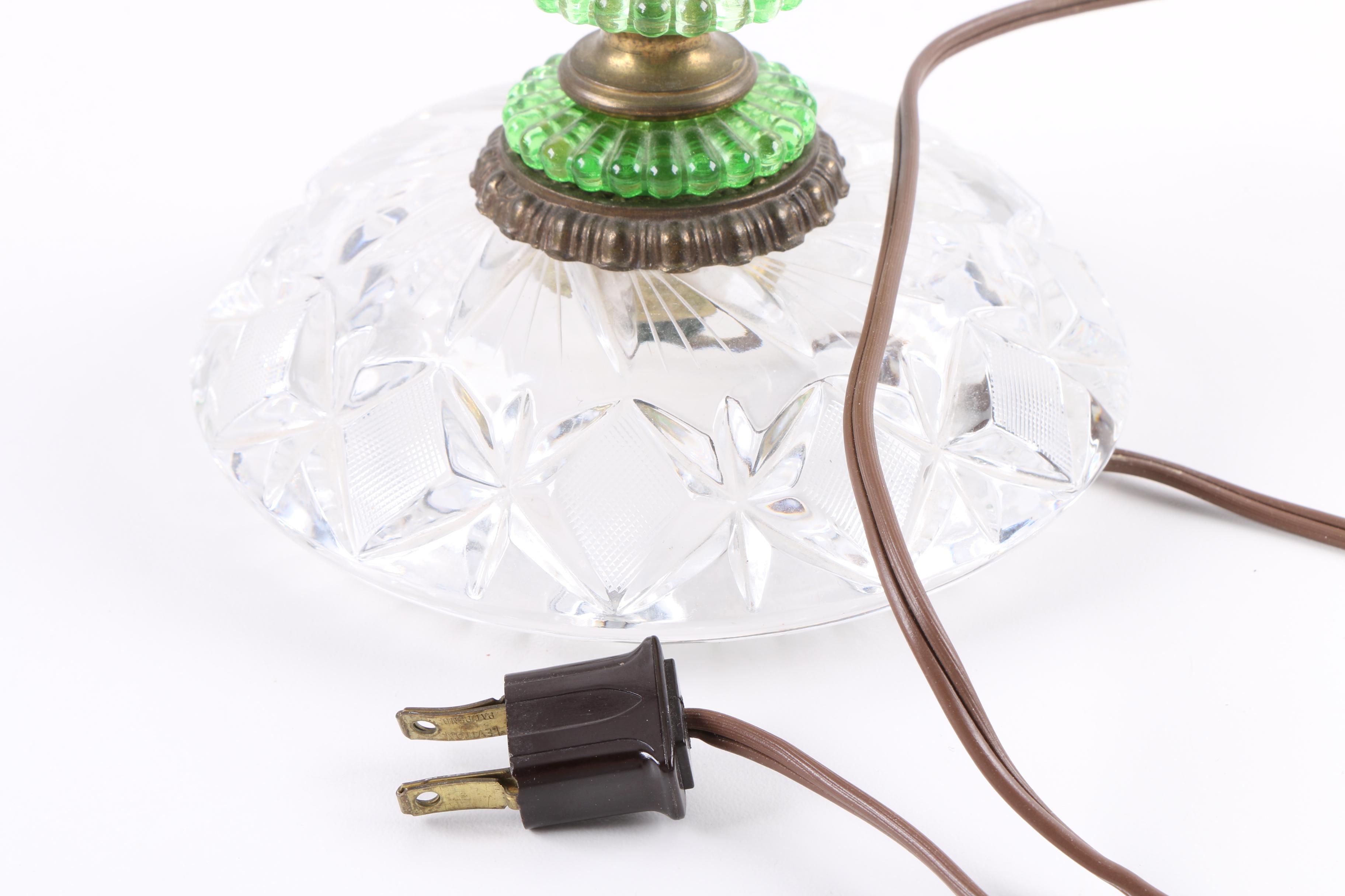Green and Clear Glass Accent Lamp