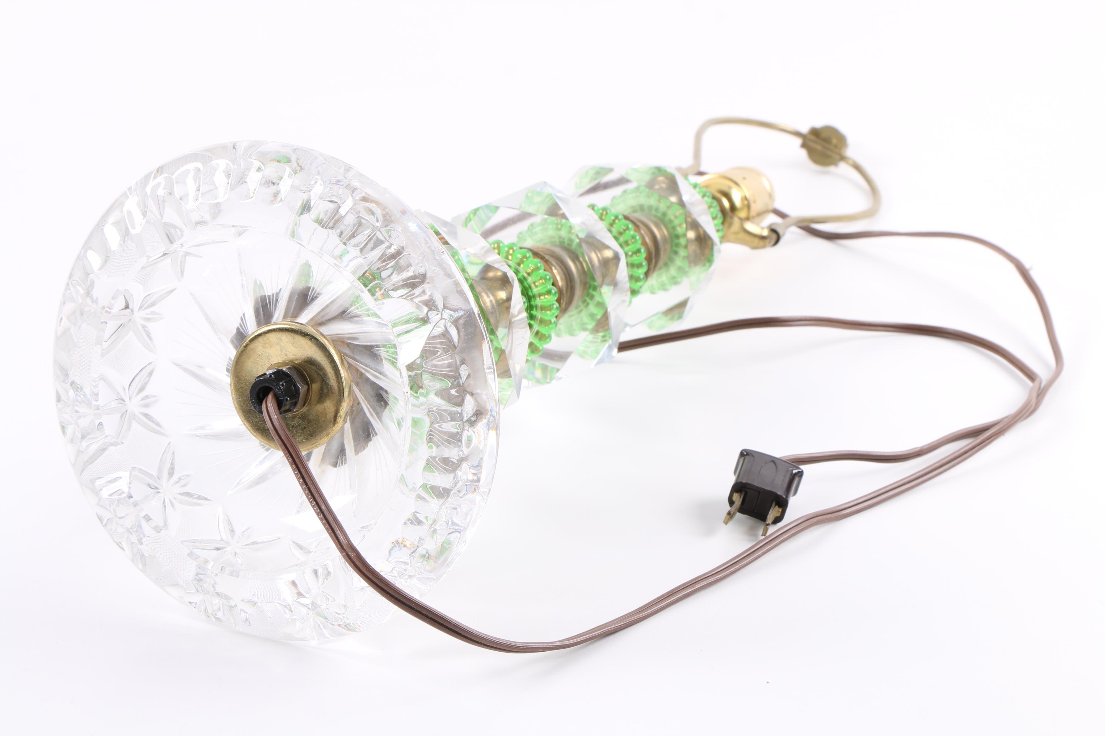 Green and Clear Glass Accent Lamp