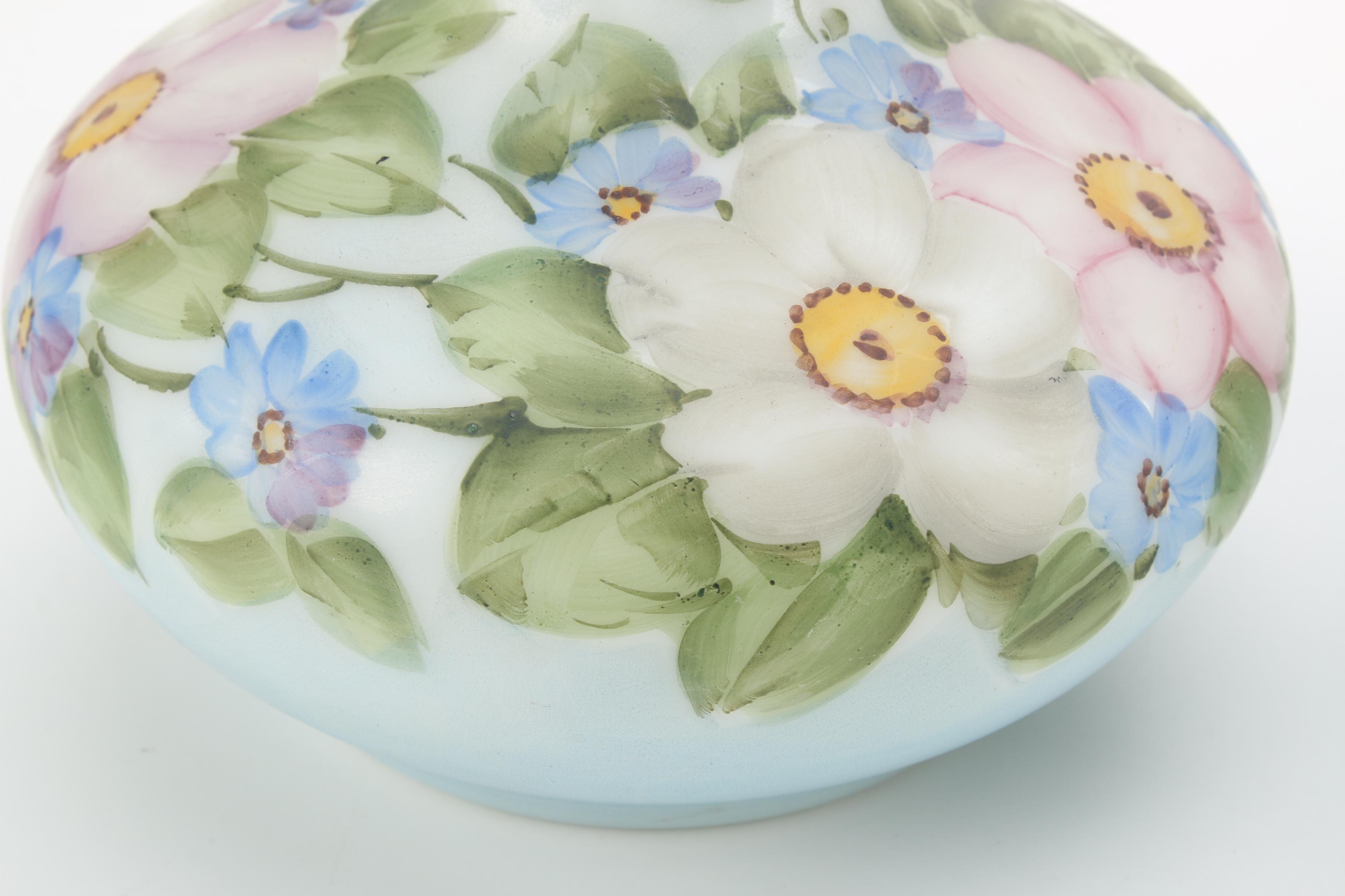 Hand-Painted Milk Glass Vases by Charleton and Ceramic Lady Head Vases