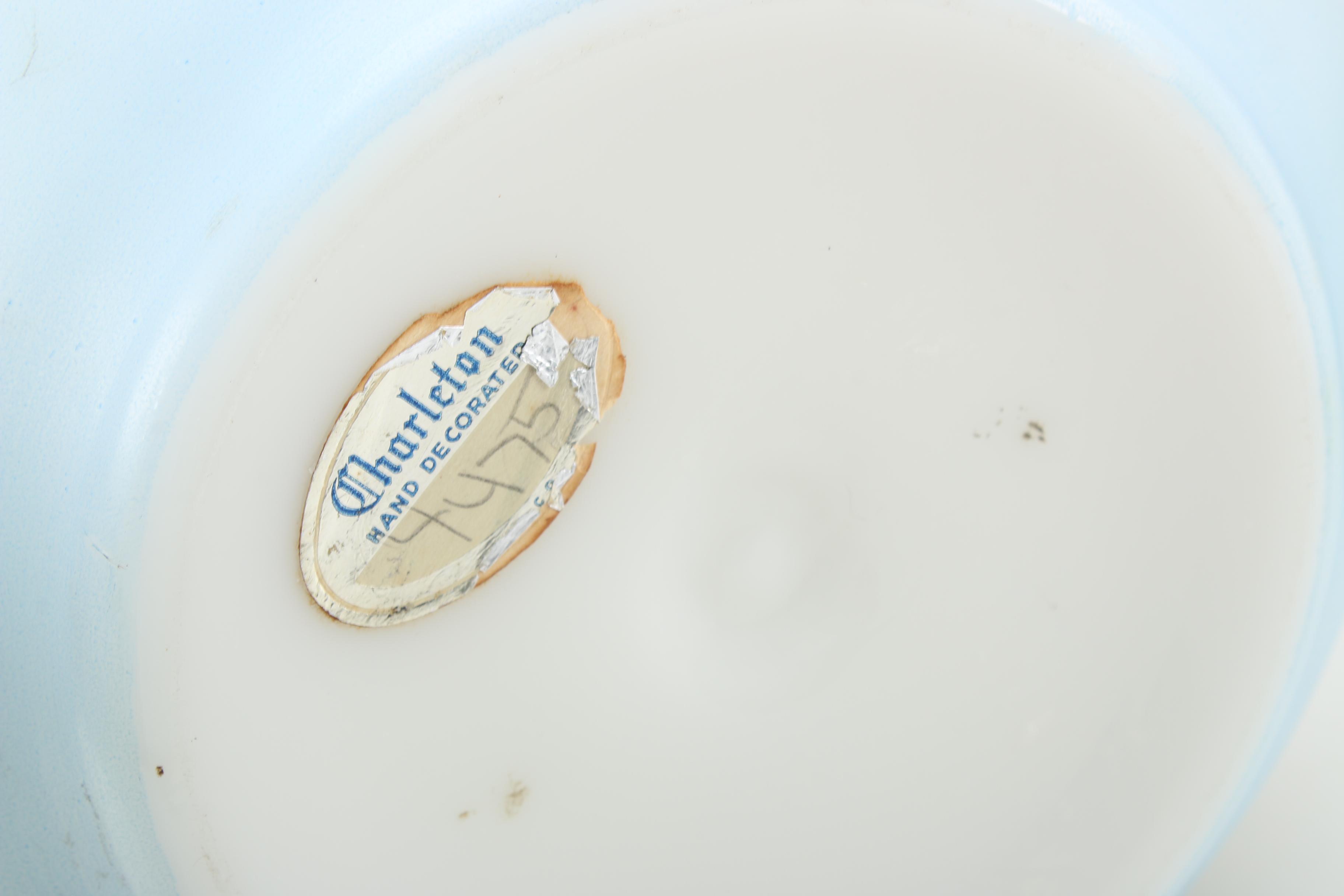 Hand-Painted Milk Glass Vases by Charleton and Ceramic Lady Head Vases