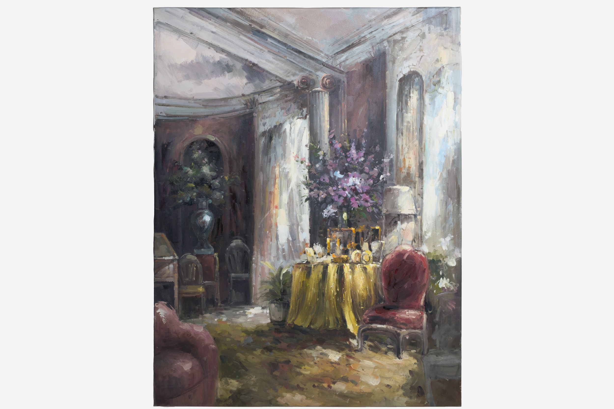 Oil Painting After Jeremiah Goodman's " Drawing Room, Reddish House, Wiltshire"