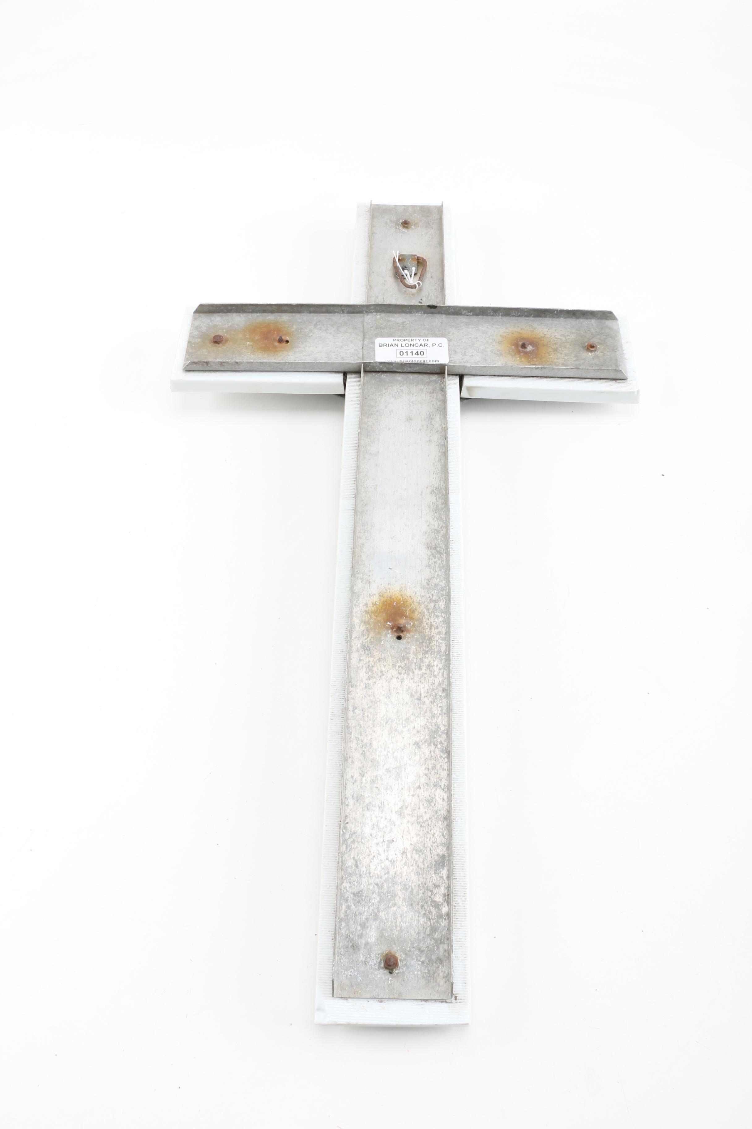 Vintage Modernist Glass and Metal Wall Crucifix