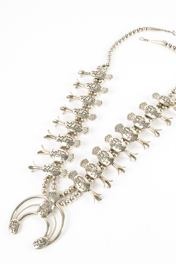 Tommy Singer Sterling Silver Squash Blossom Necklace