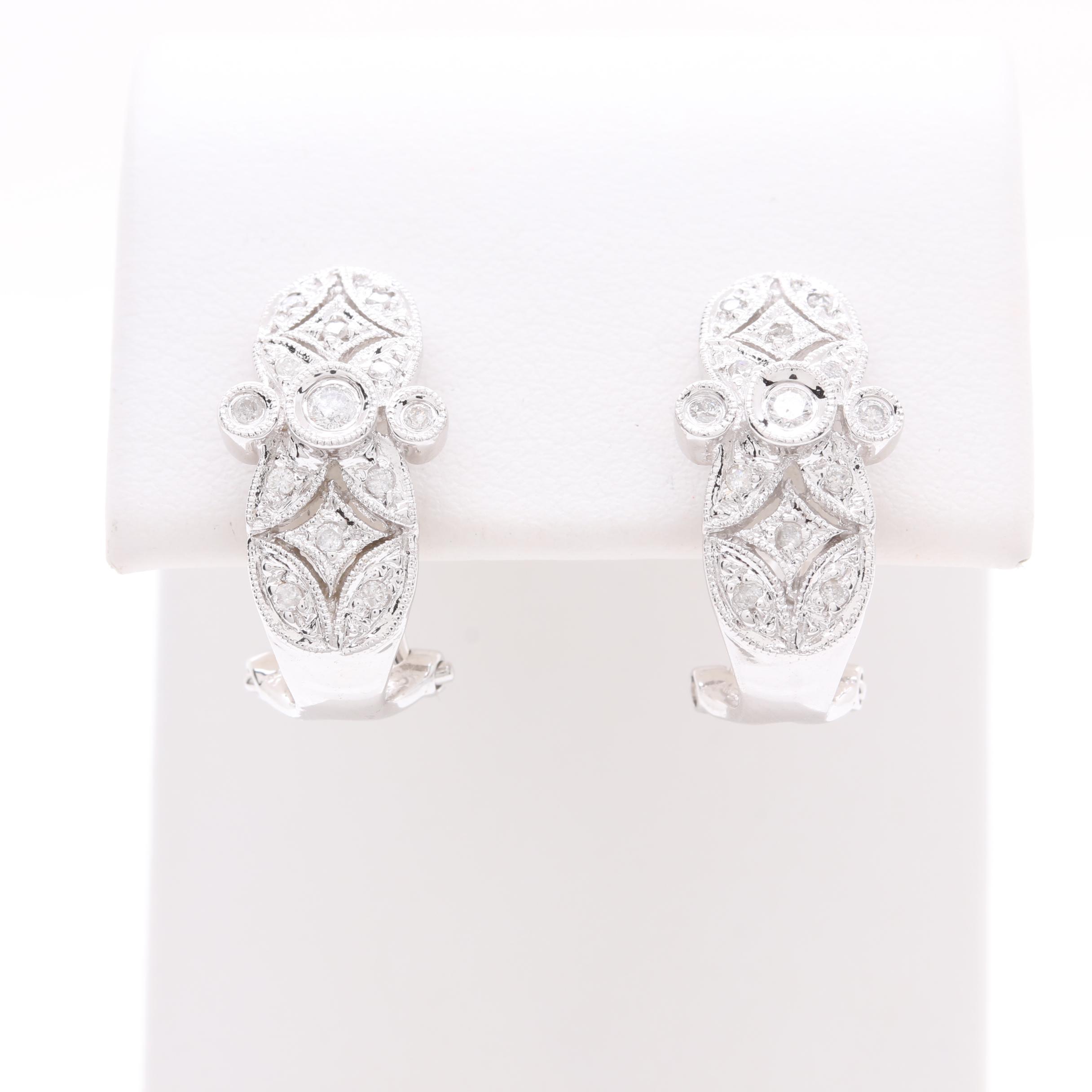14K White Gold Diamond Earrings