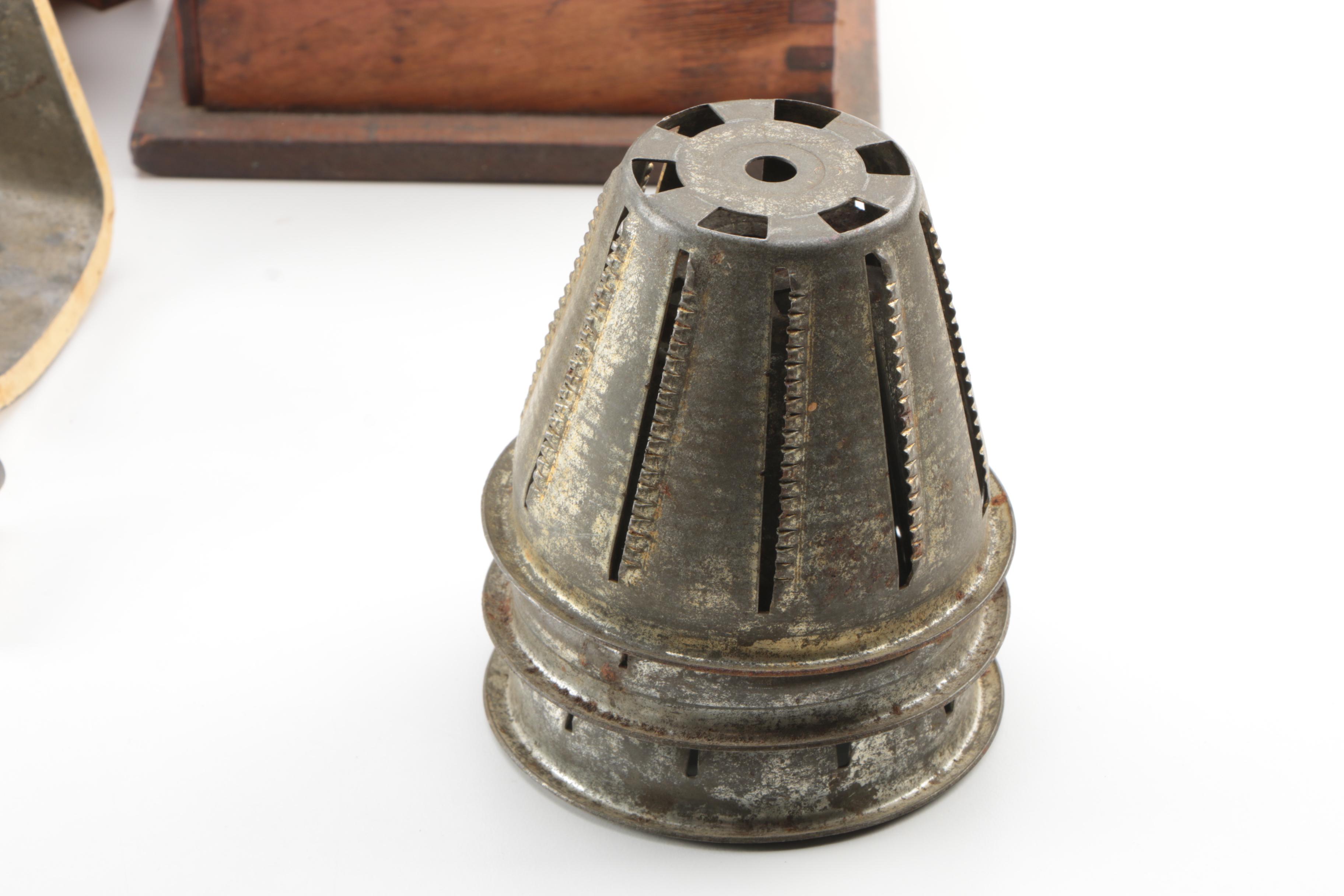 Vintage Cast Iron and Wood Coffee Grinders with Dazey Manual Food Mill