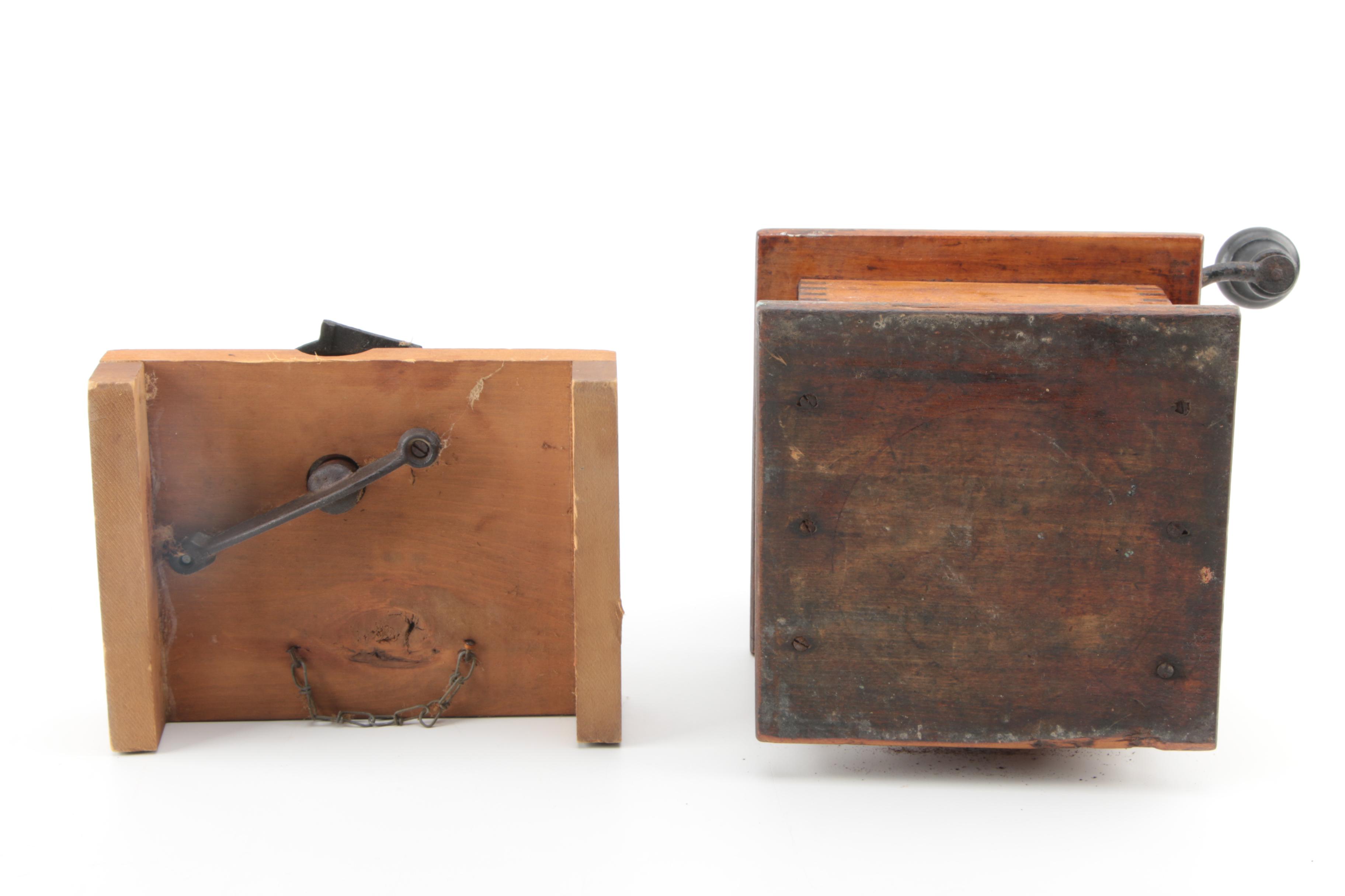 Vintage Cast Iron and Wood Coffee Grinders with Dazey Manual Food Mill