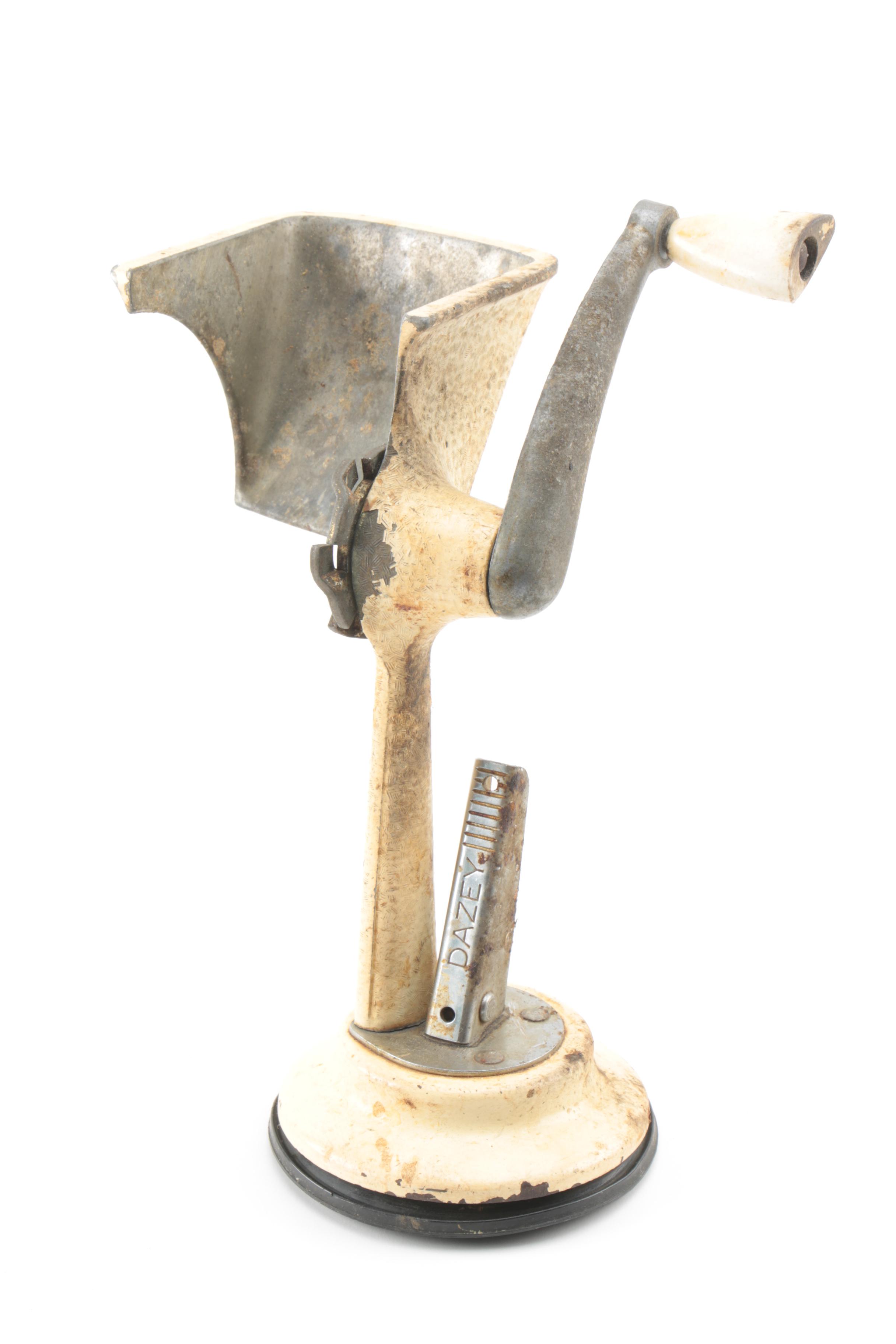 Vintage Cast Iron and Wood Coffee Grinders with Dazey Manual Food Mill