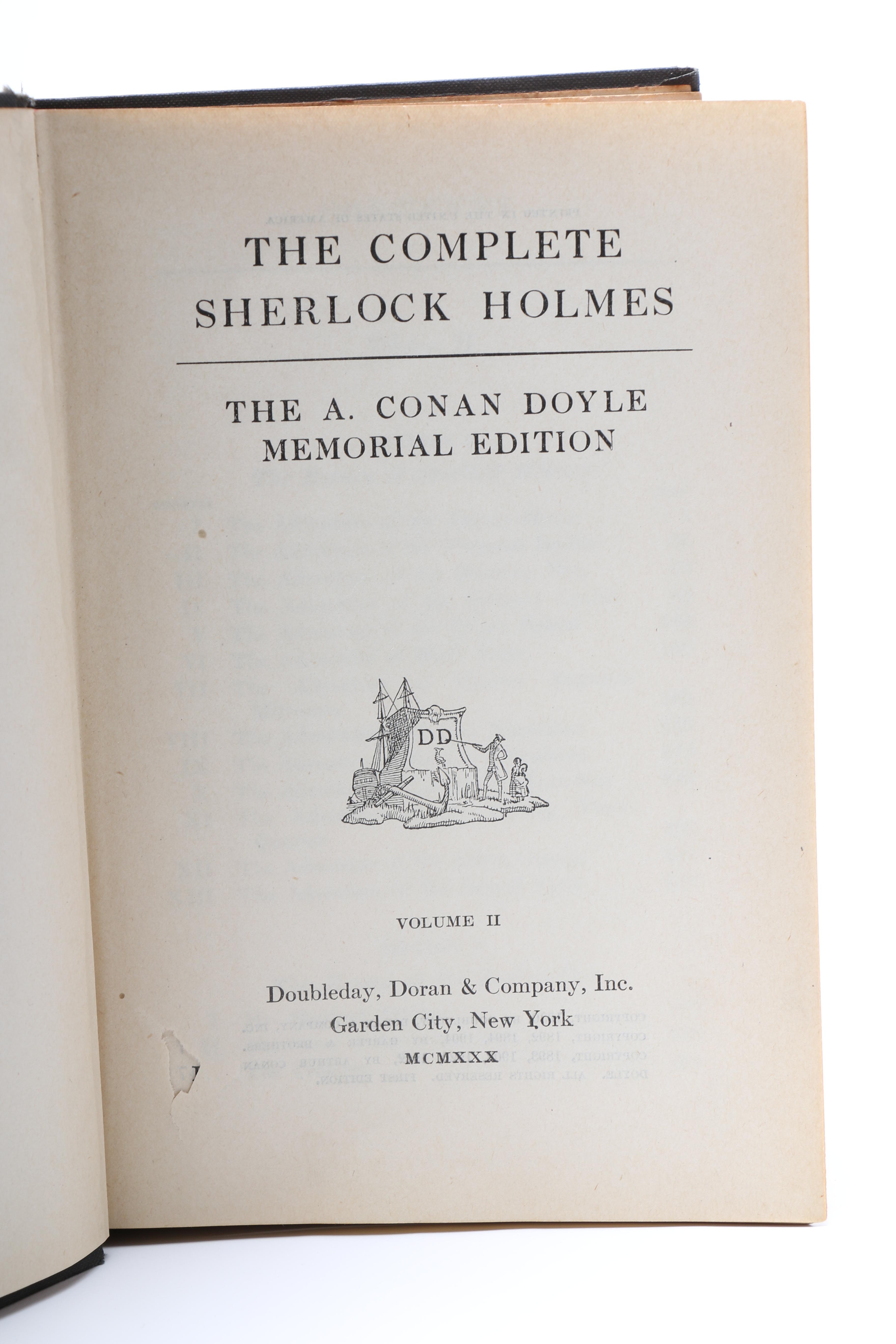 Sherlock Holmes Books Including 1930 "Complete Sherlock Holmes" Memorial Edition