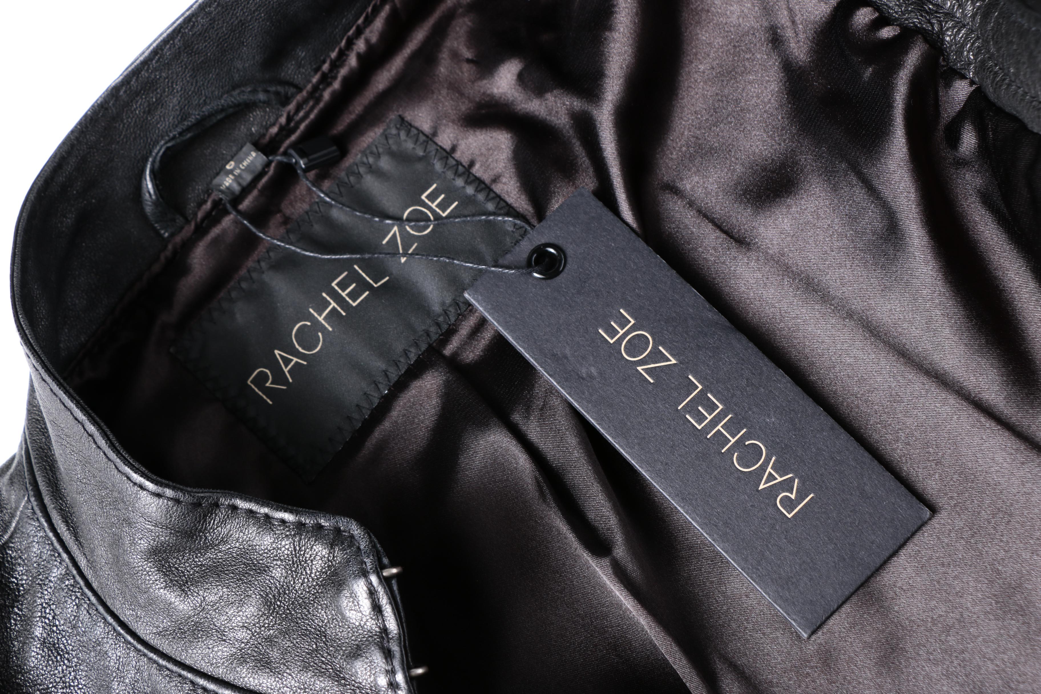 Rachel Zoe Black Leather Vest with Dennis by Dennis Basso Faux Leather Skirt