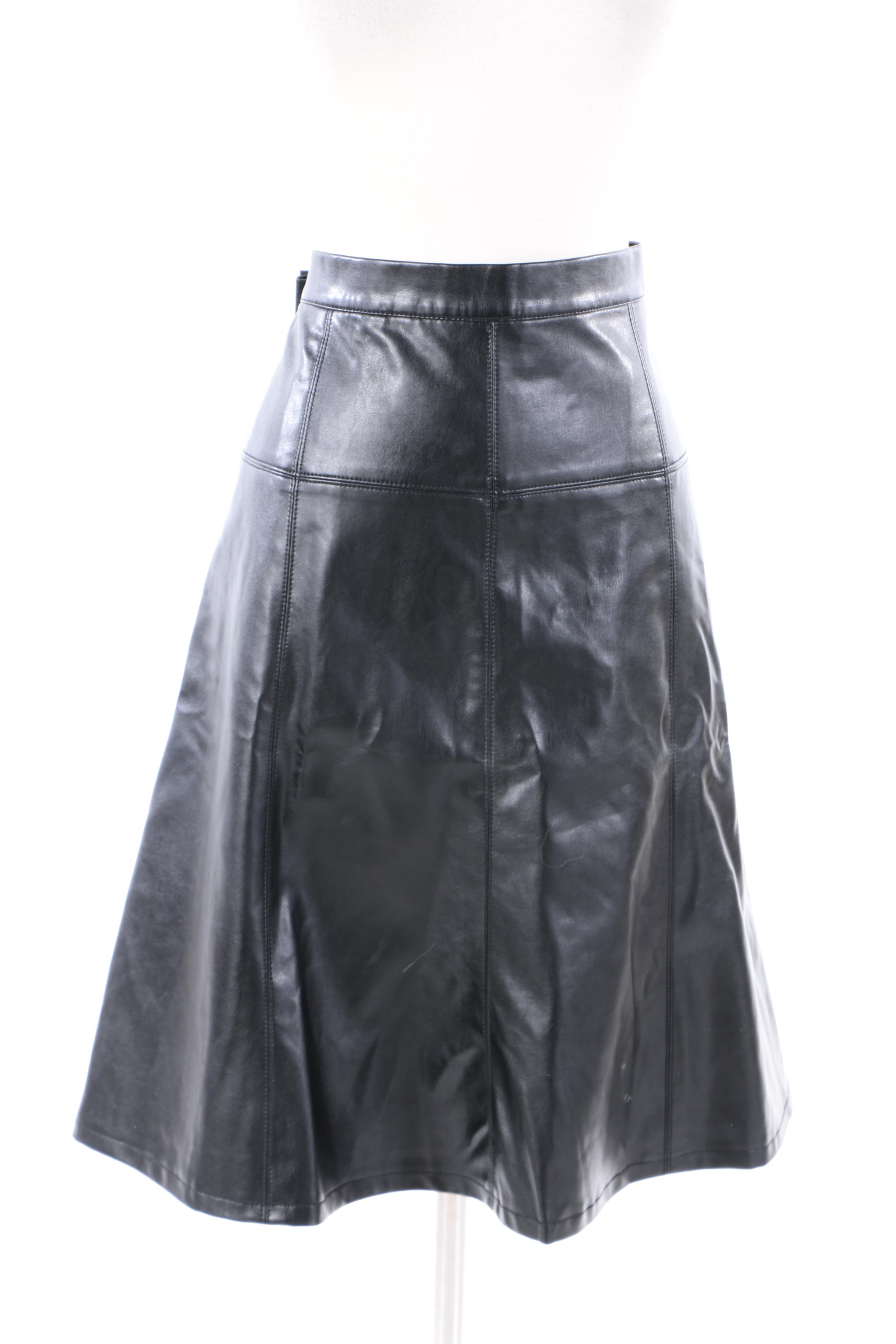 Rachel Zoe Black Leather Vest with Dennis by Dennis Basso Faux Leather Skirt