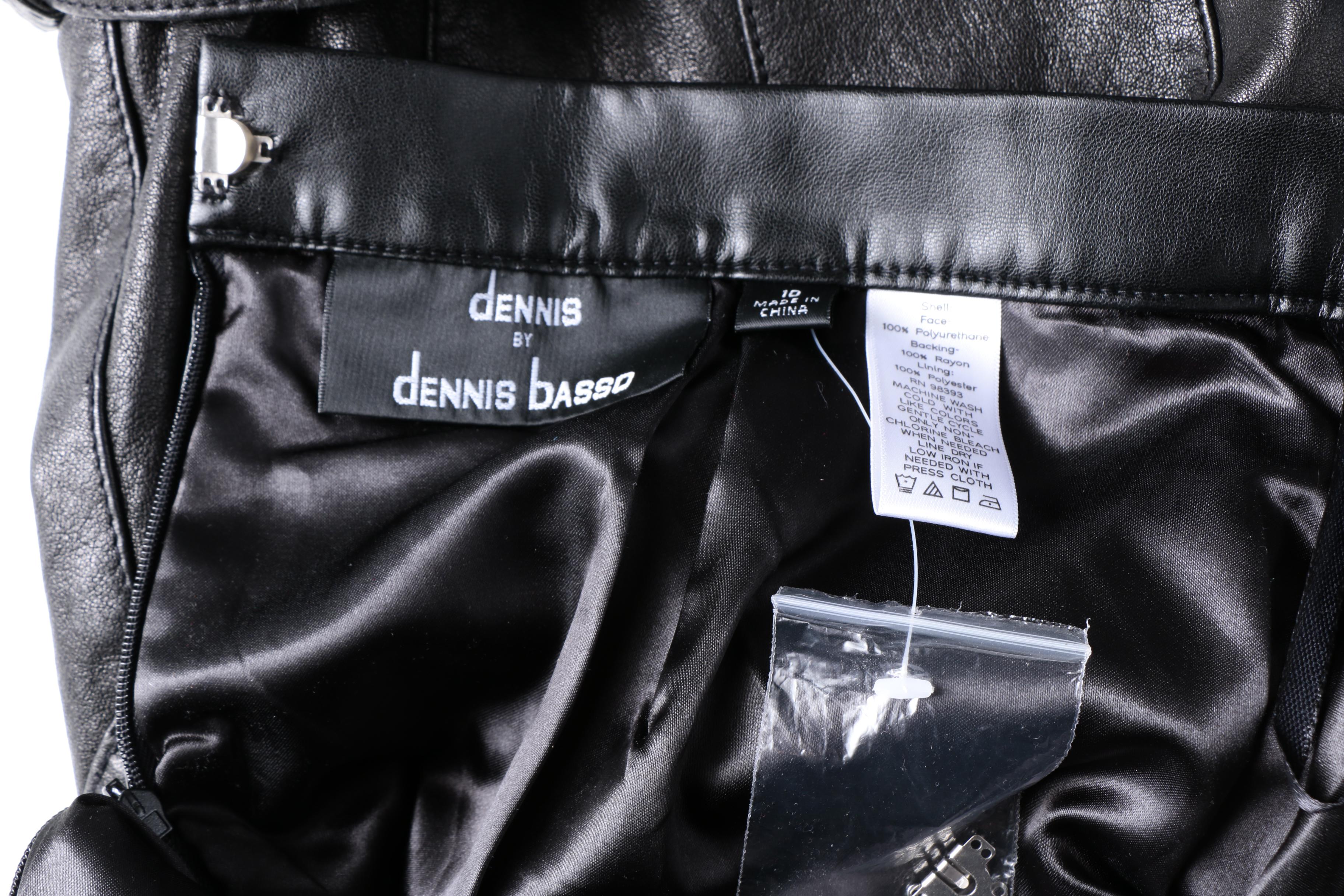 Rachel Zoe Black Leather Vest with Dennis by Dennis Basso Faux Leather Skirt