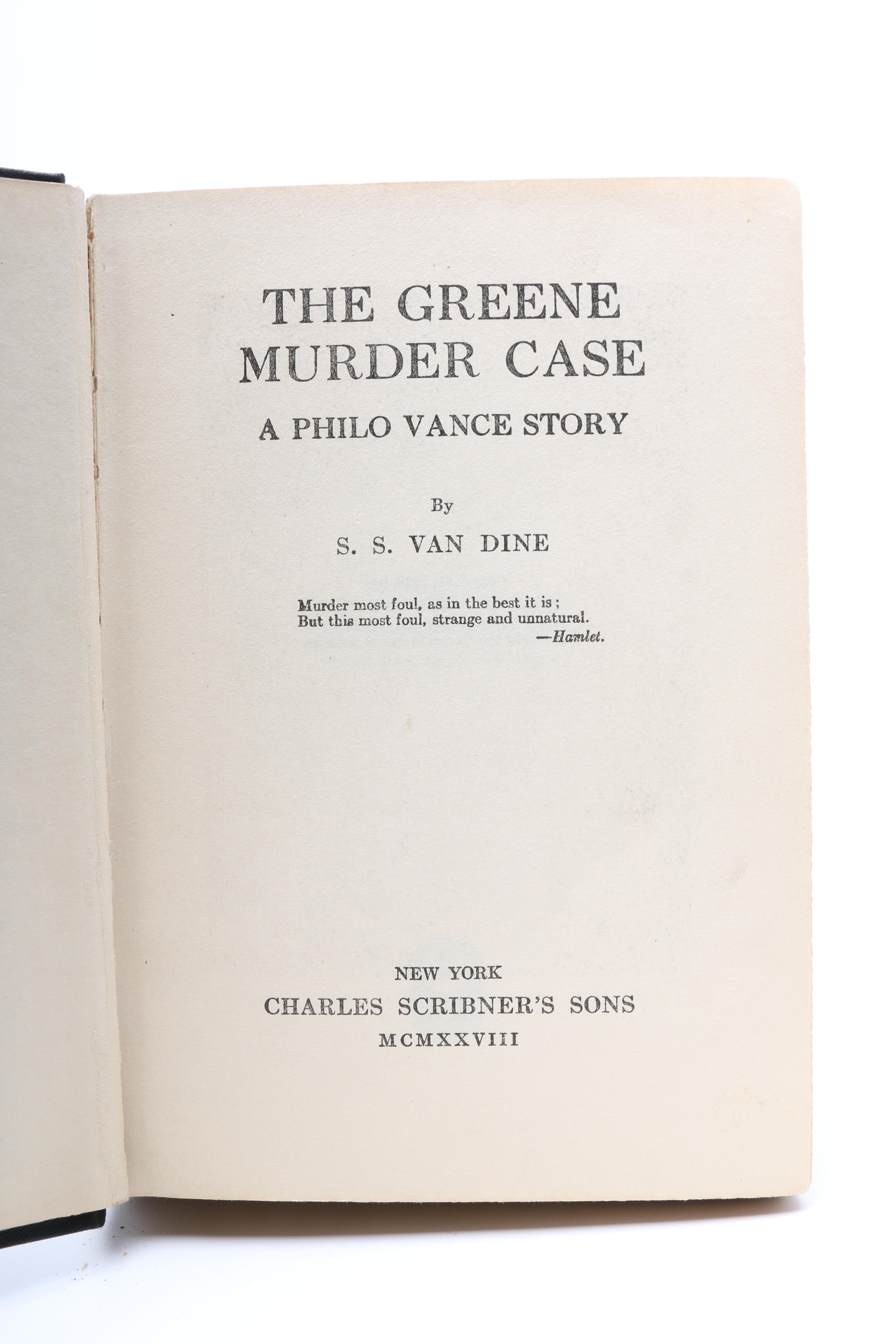 Three S.S. Van Dine First Edition Philo Vance Series Novels