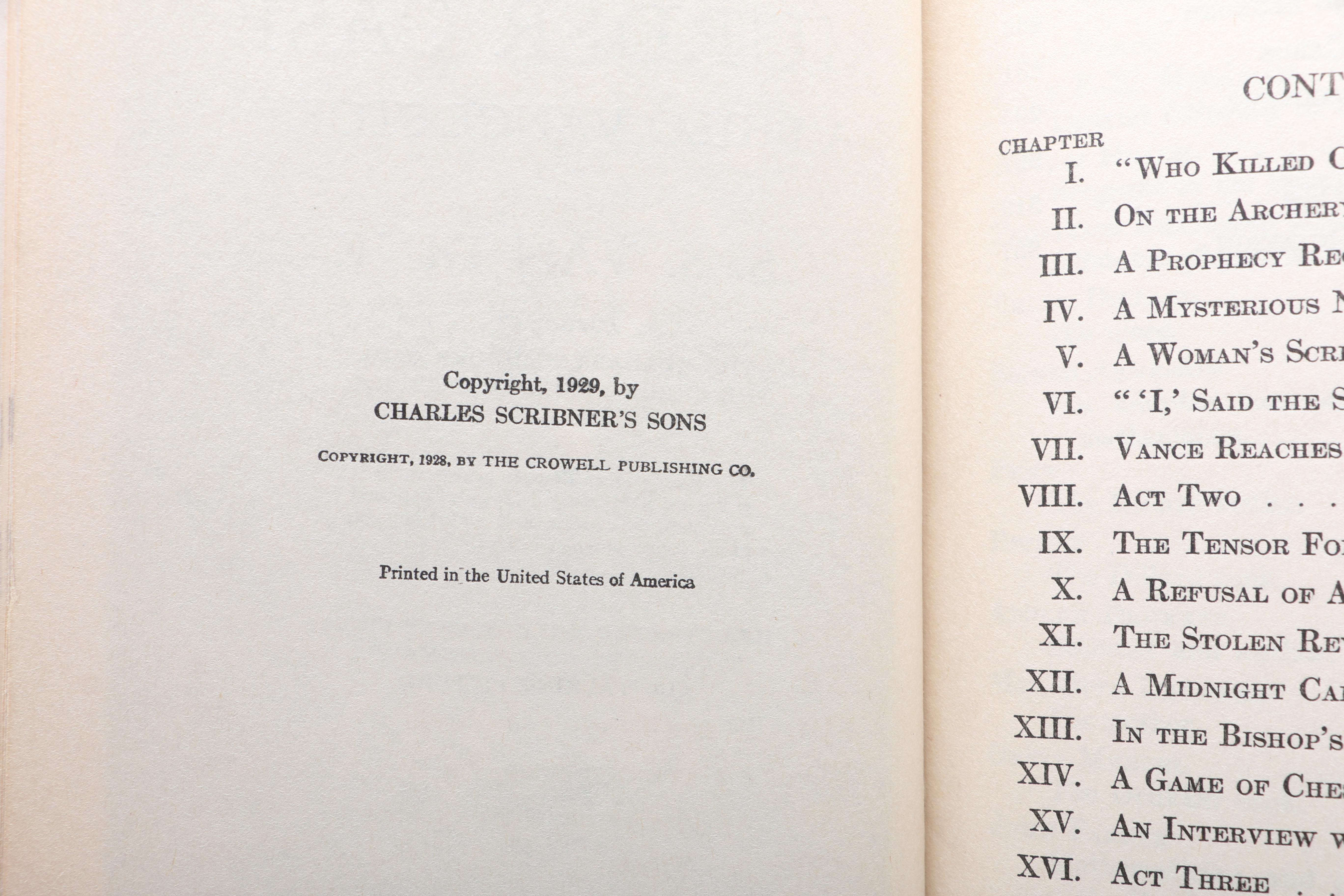 Three S.S. Van Dine First Edition Philo Vance Series Novels