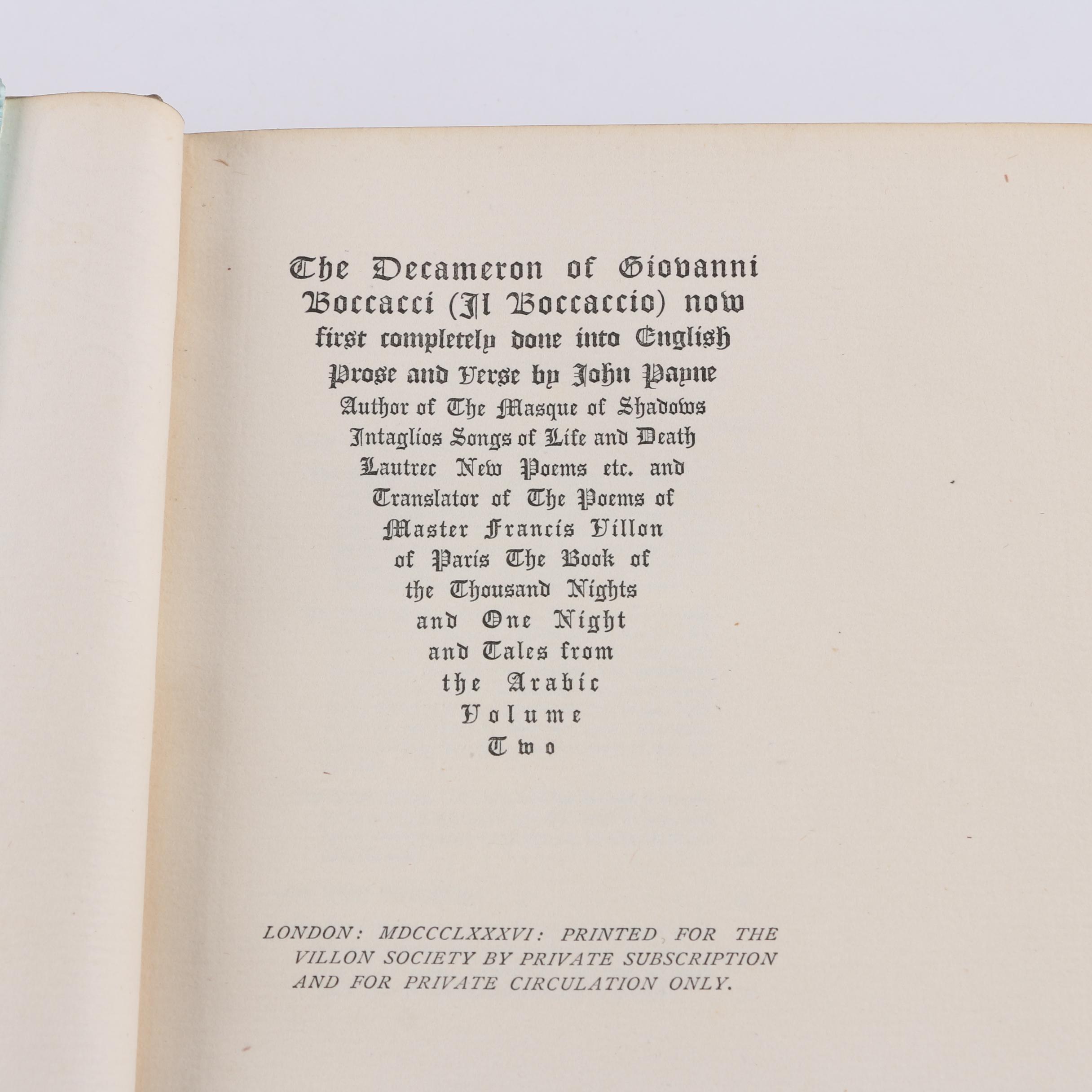1886 Limited Edition Boccaccio's "Decameron" in Three Volumes