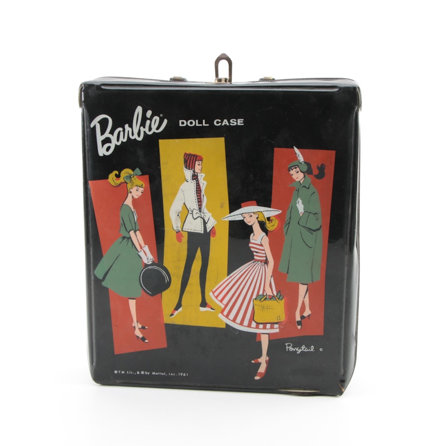 Vintage 1961 Ponytail Barbie Doll Case and Clothing